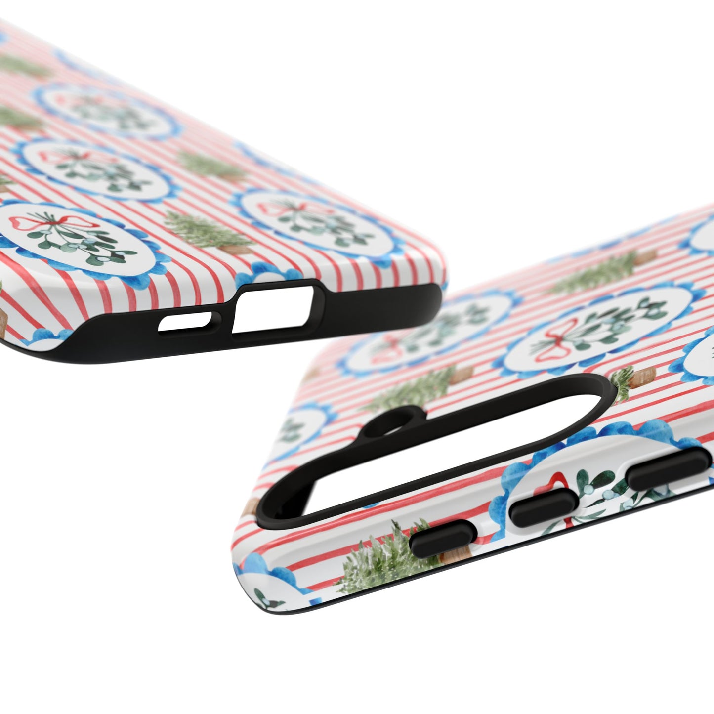 Christmas Wreath & Tree Pattern Phone Case — Festive Holiday Tough Case
