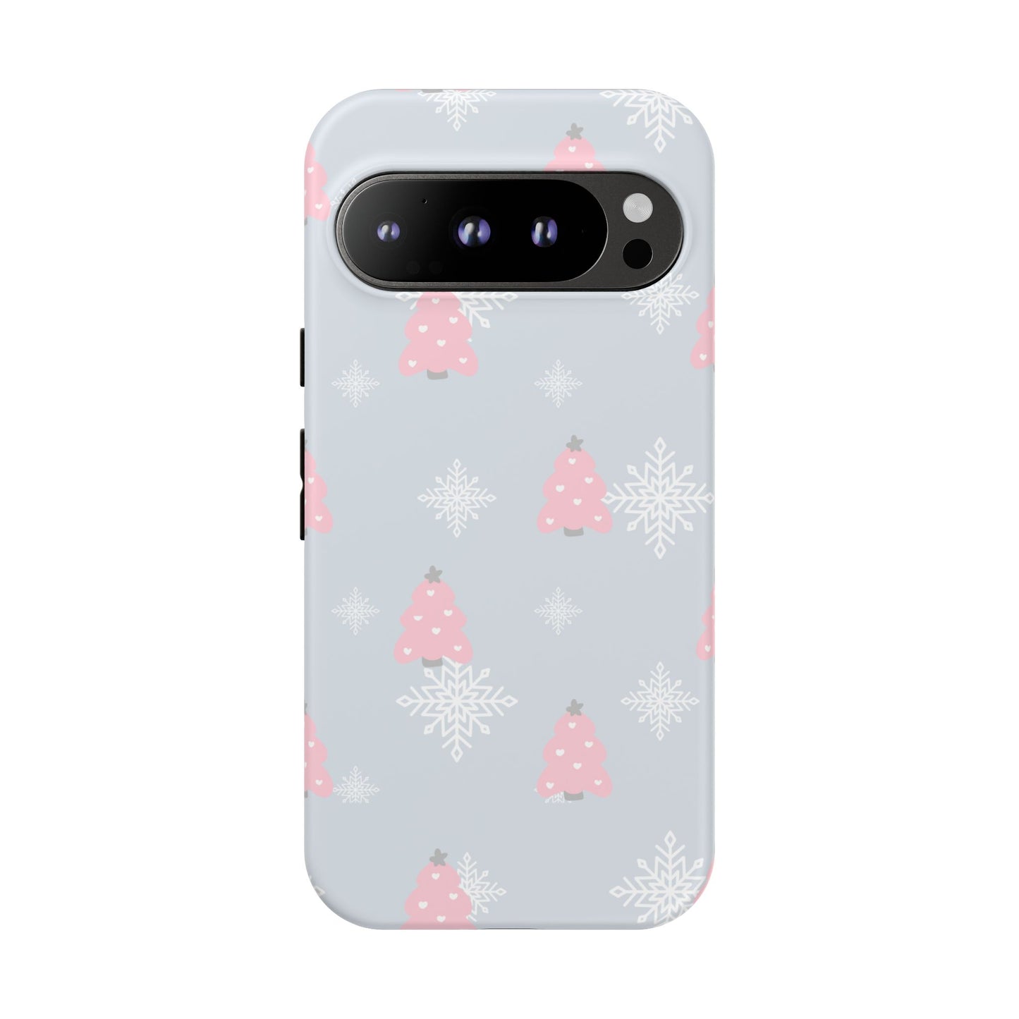 Christmas Pink Tree Tough Phone Case — Cute Holiday Snowflake Design
