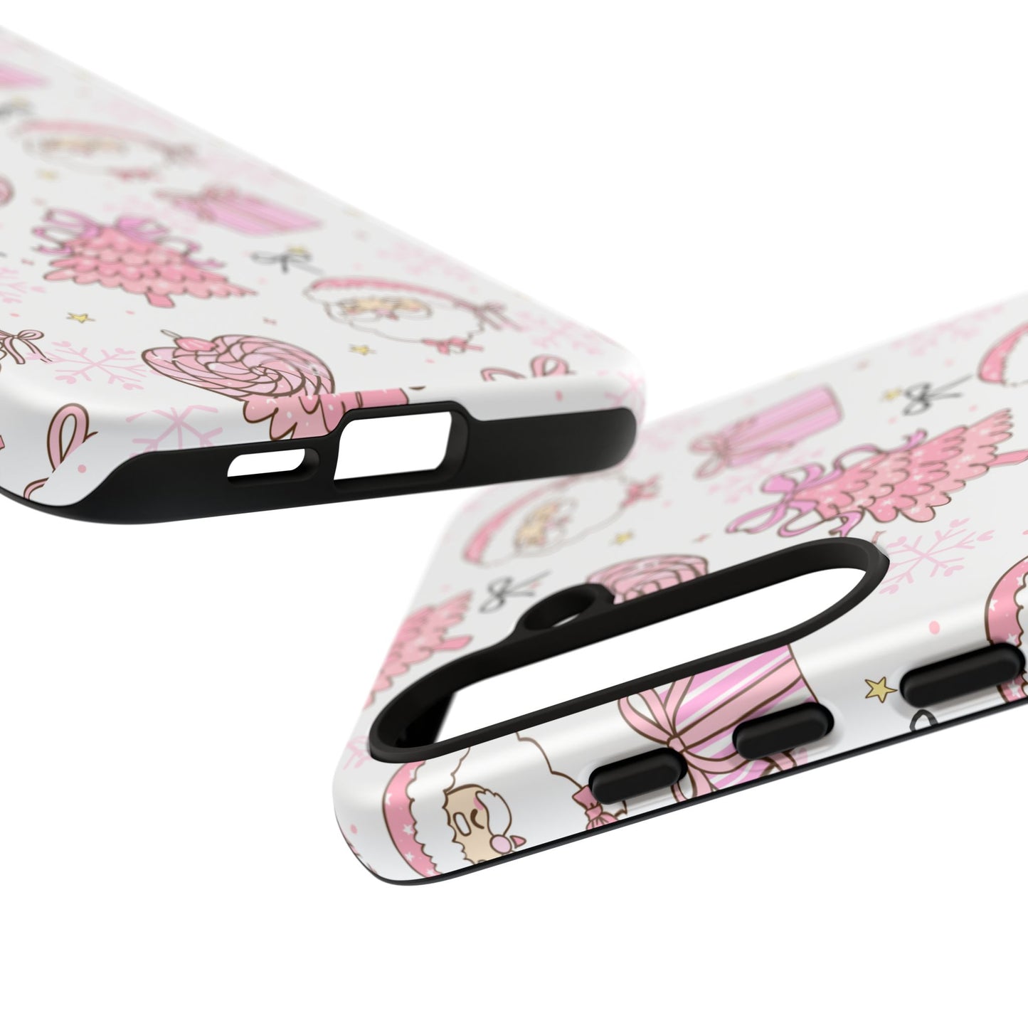 Christmas Pink Pattern Phone Case - Cute Santa, Tree & Gift Protective Cover