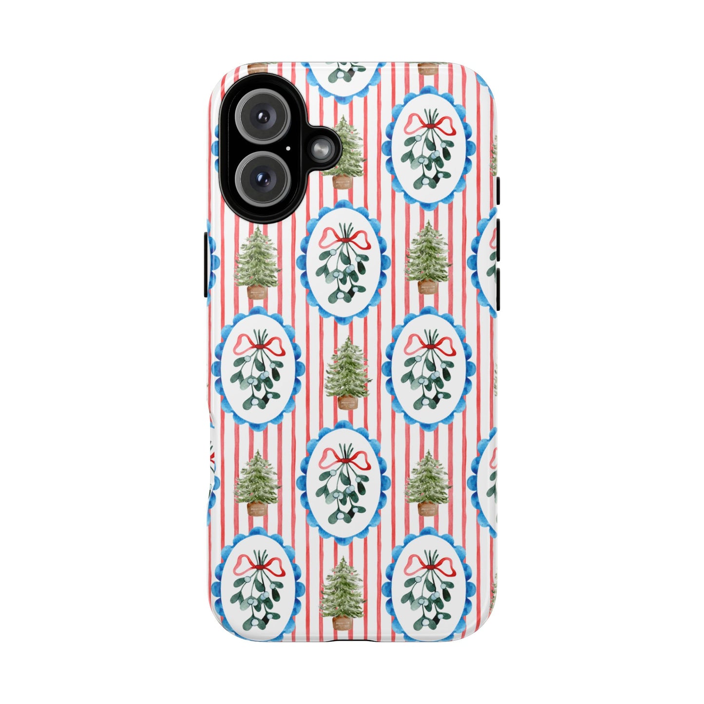 Christmas Wreath & Tree Pattern Phone Case — Festive Holiday Tough Case
