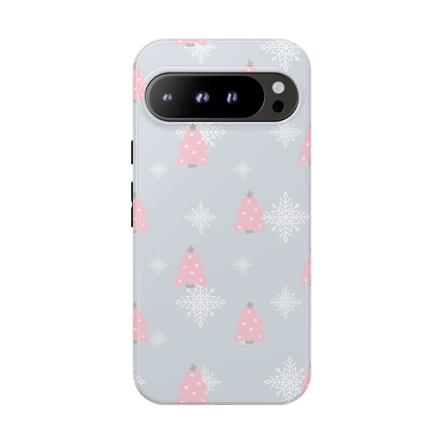 Christmas Pink Tree Tough Phone Case — Cute Holiday Snowflake Design