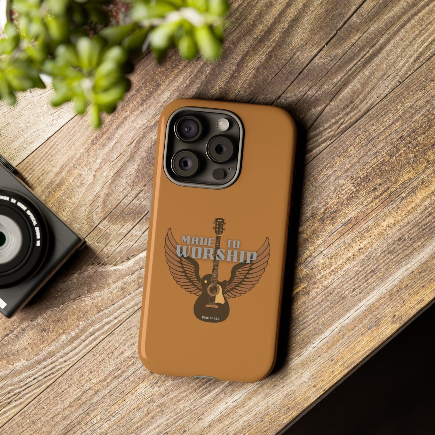 Tough Phone Case — "Made to Worship" Acoustic Guitar Wings Design