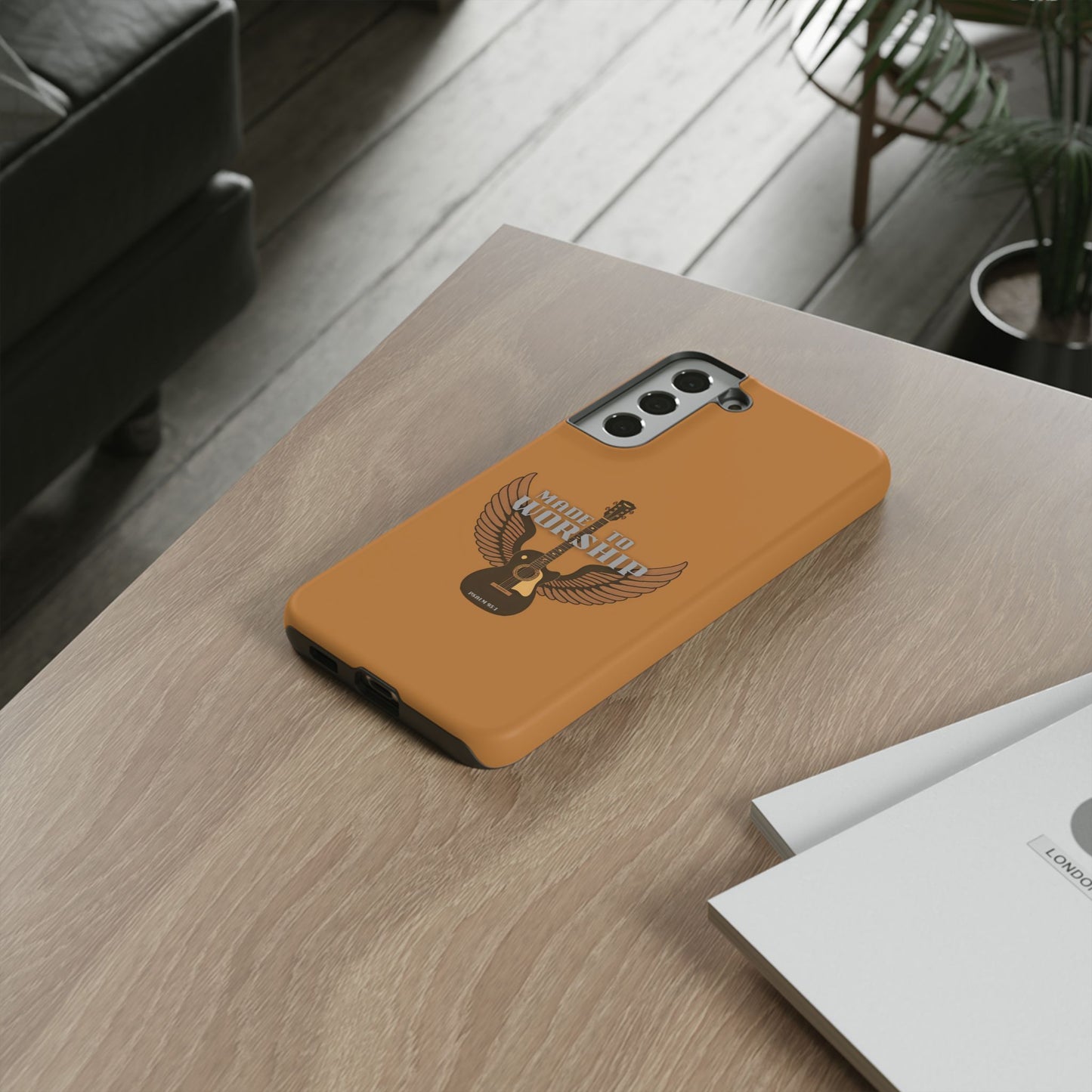 Tough Phone Case — "Made to Worship" Acoustic Guitar Wings Design
