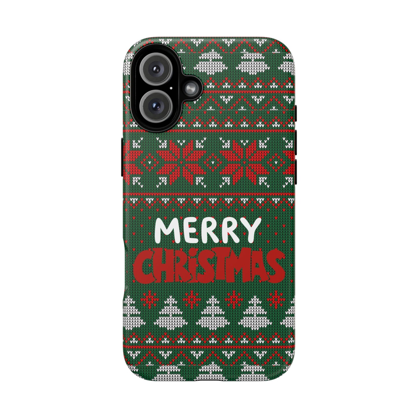 Merry Christmas Phone Case - Festive Green Ugly Sweater Design