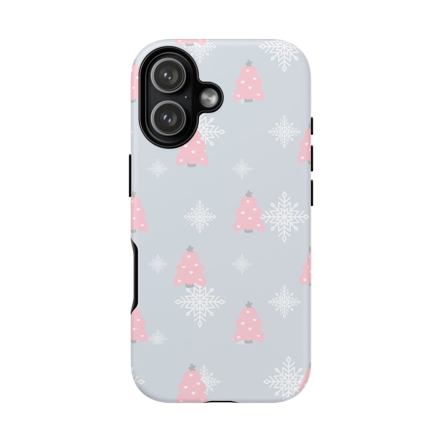 Christmas Pink Tree Tough Phone Case — Cute Holiday Snowflake Design