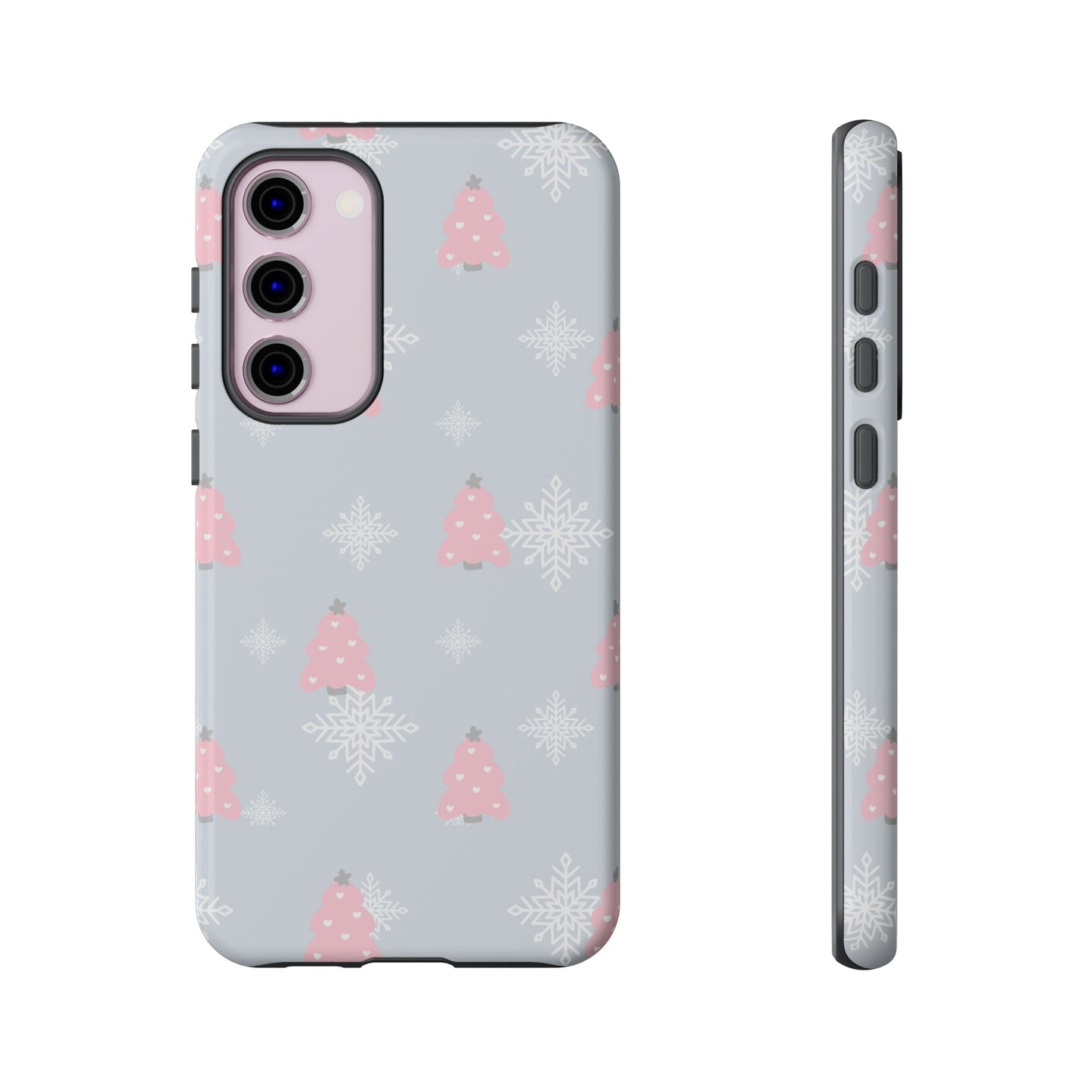 Christmas Pink Tree Tough Phone Case — Cute Holiday Snowflake Design