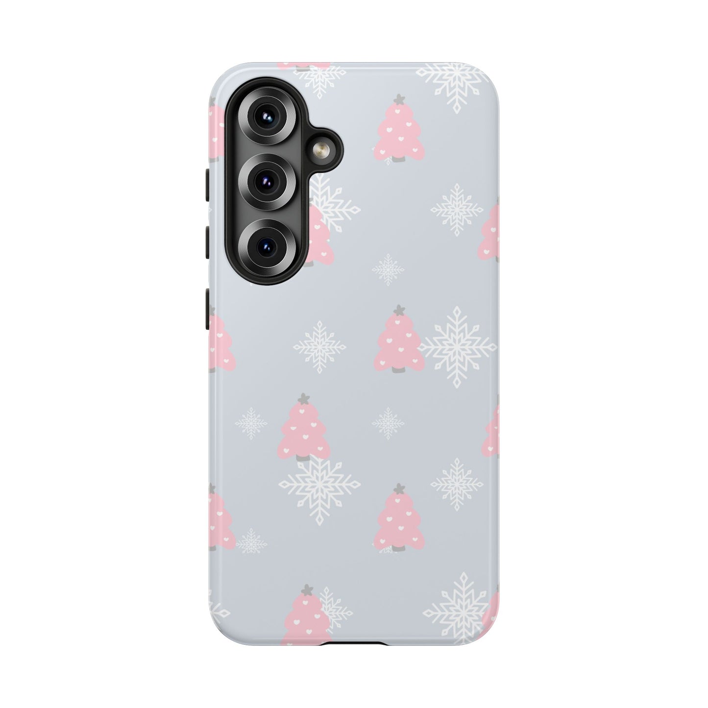 Christmas Pink Tree Tough Phone Case — Cute Holiday Snowflake Design