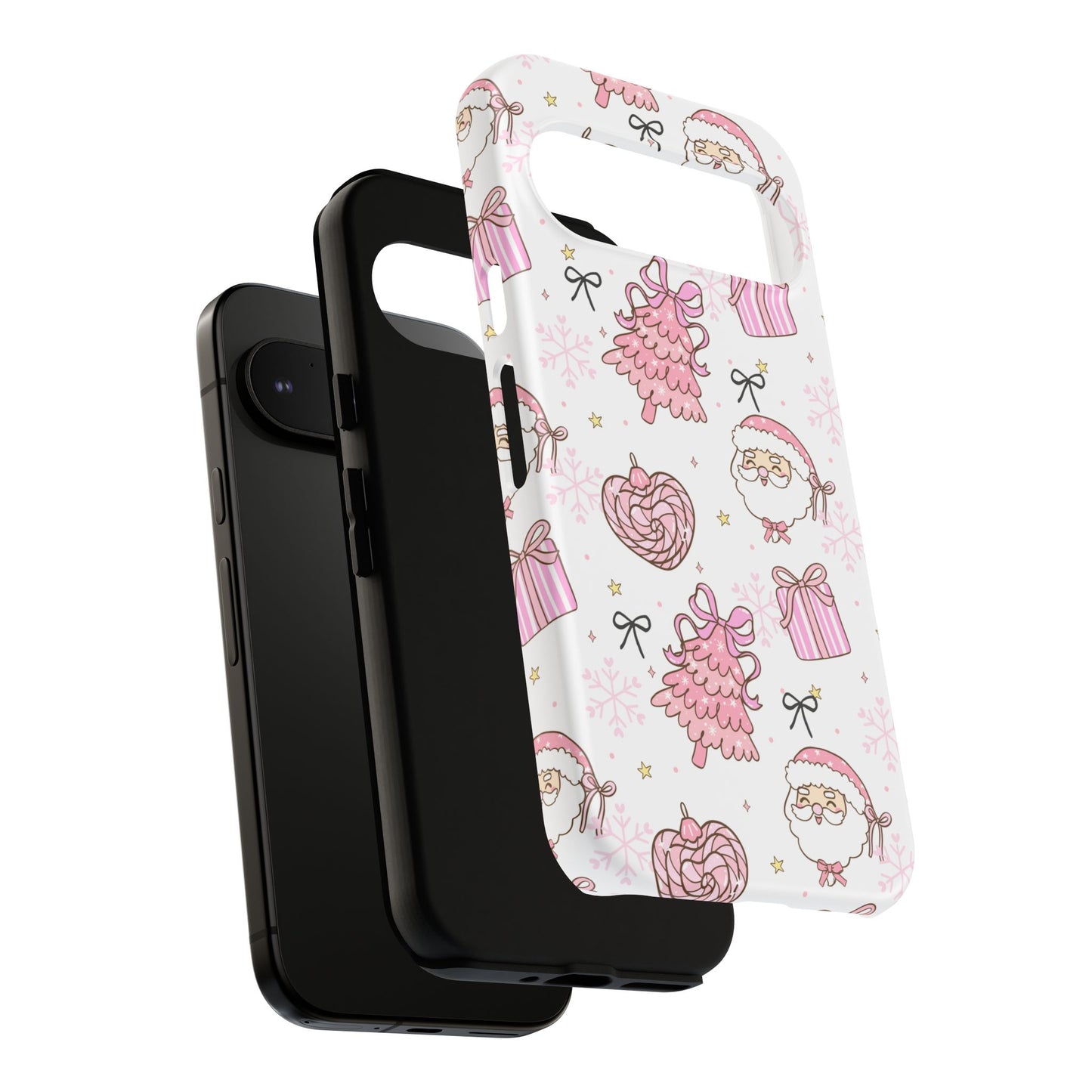Christmas Pink Pattern Phone Case - Cute Santa, Tree & Gift Protective Cover