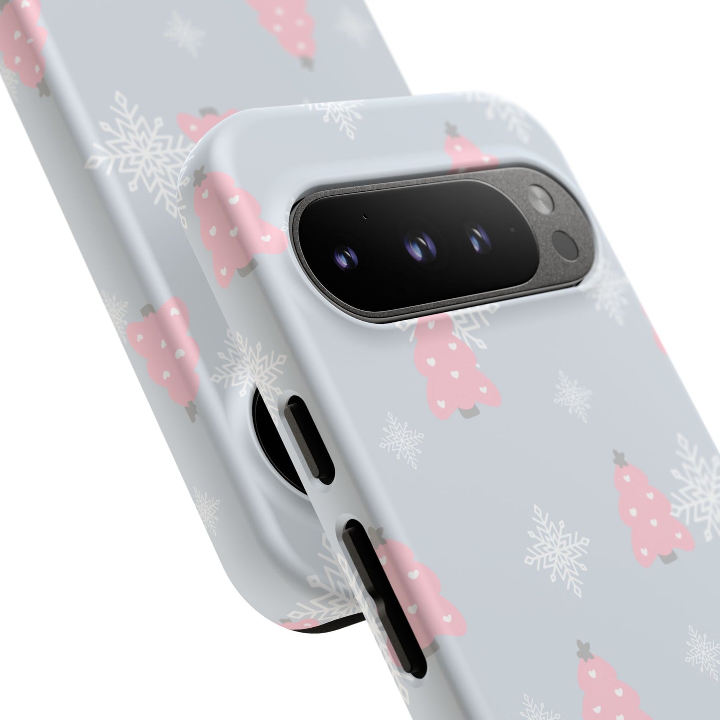 Christmas Pink Tree Tough Phone Case — Cute Holiday Snowflake Design
