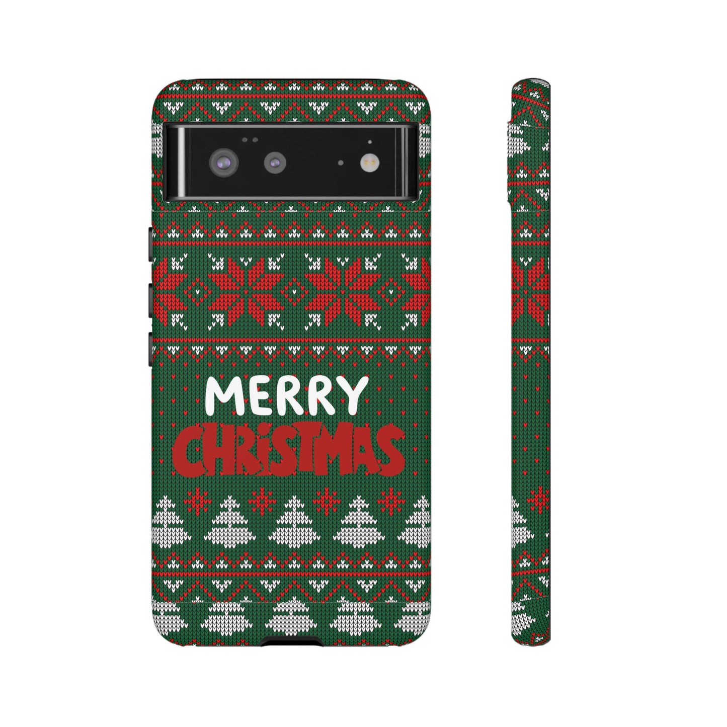 Merry Christmas Phone Case - Festive Green Ugly Sweater Design