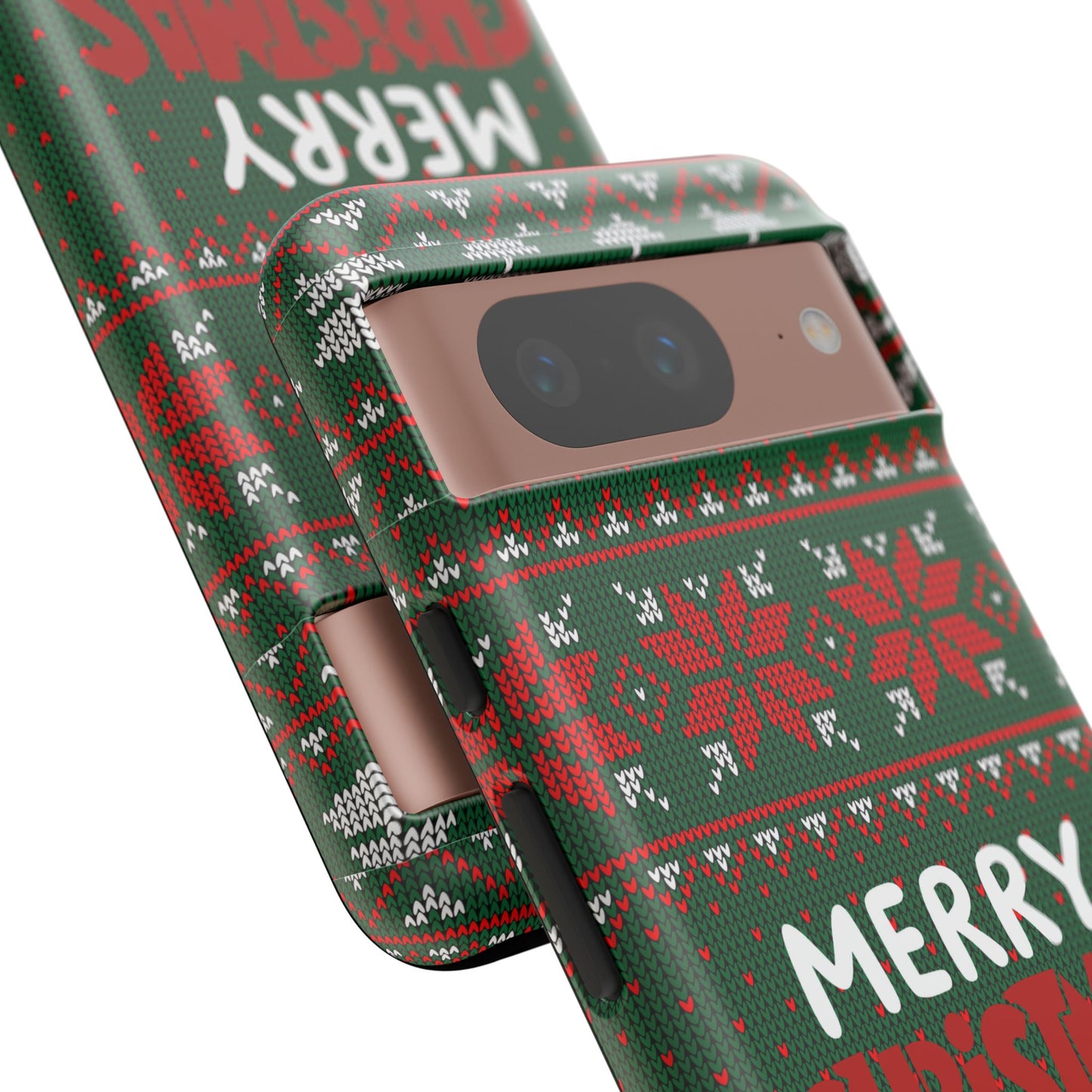 Merry Christmas Phone Case - Festive Green Ugly Sweater Design