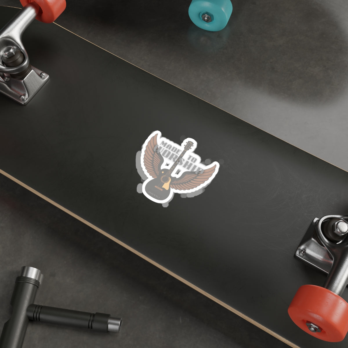 Made to Worship Guitar Sticker — Christian Music Die-Cut Sticker