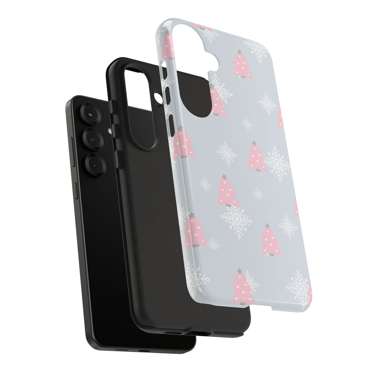 Christmas Pink Tree Tough Phone Case — Cute Holiday Snowflake Design