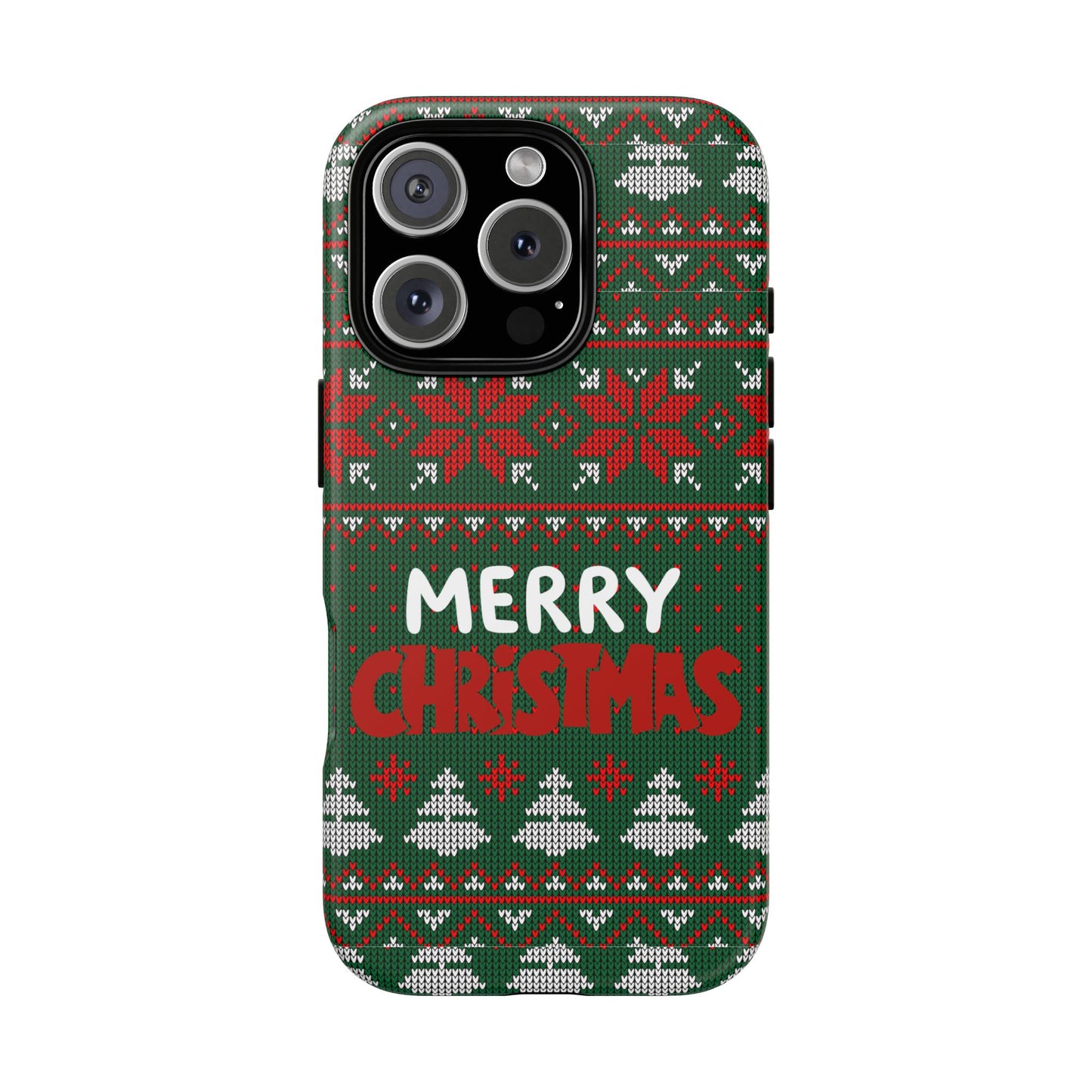 Merry Christmas Phone Case - Festive Green Ugly Sweater Design