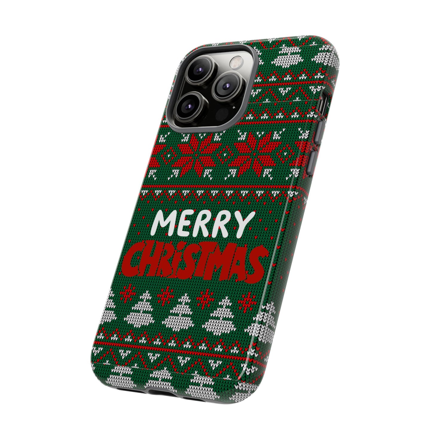 Merry Christmas Phone Case - Festive Green Ugly Sweater Design