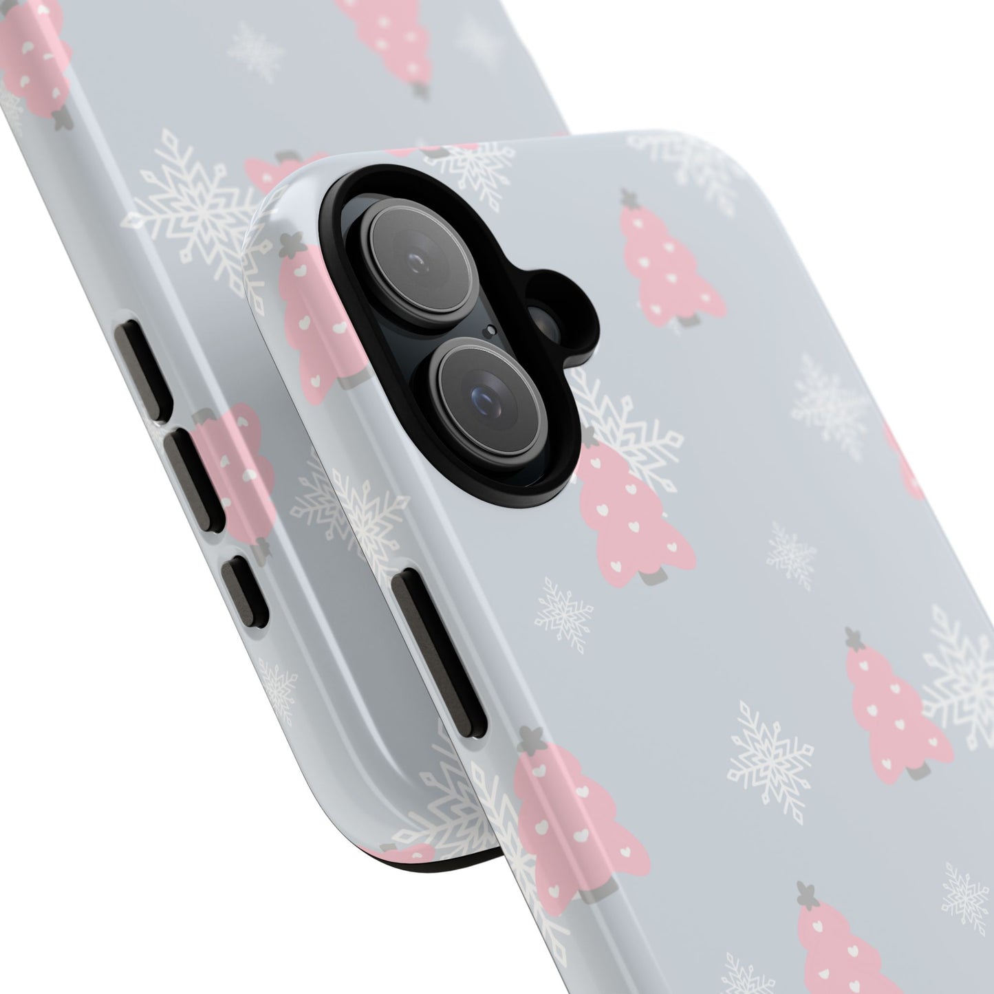 Christmas Pink Tree Tough Phone Case — Cute Holiday Snowflake Design