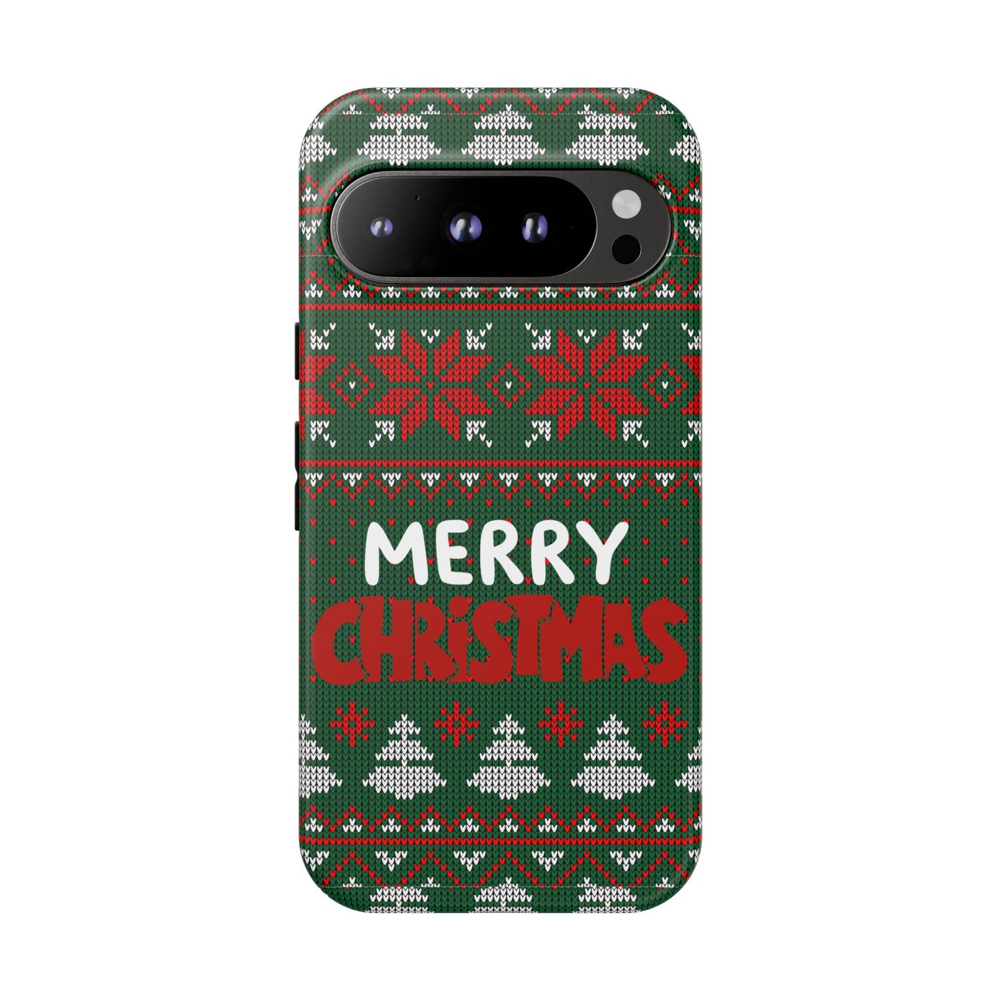 Merry Christmas Phone Case - Festive Green Ugly Sweater Design