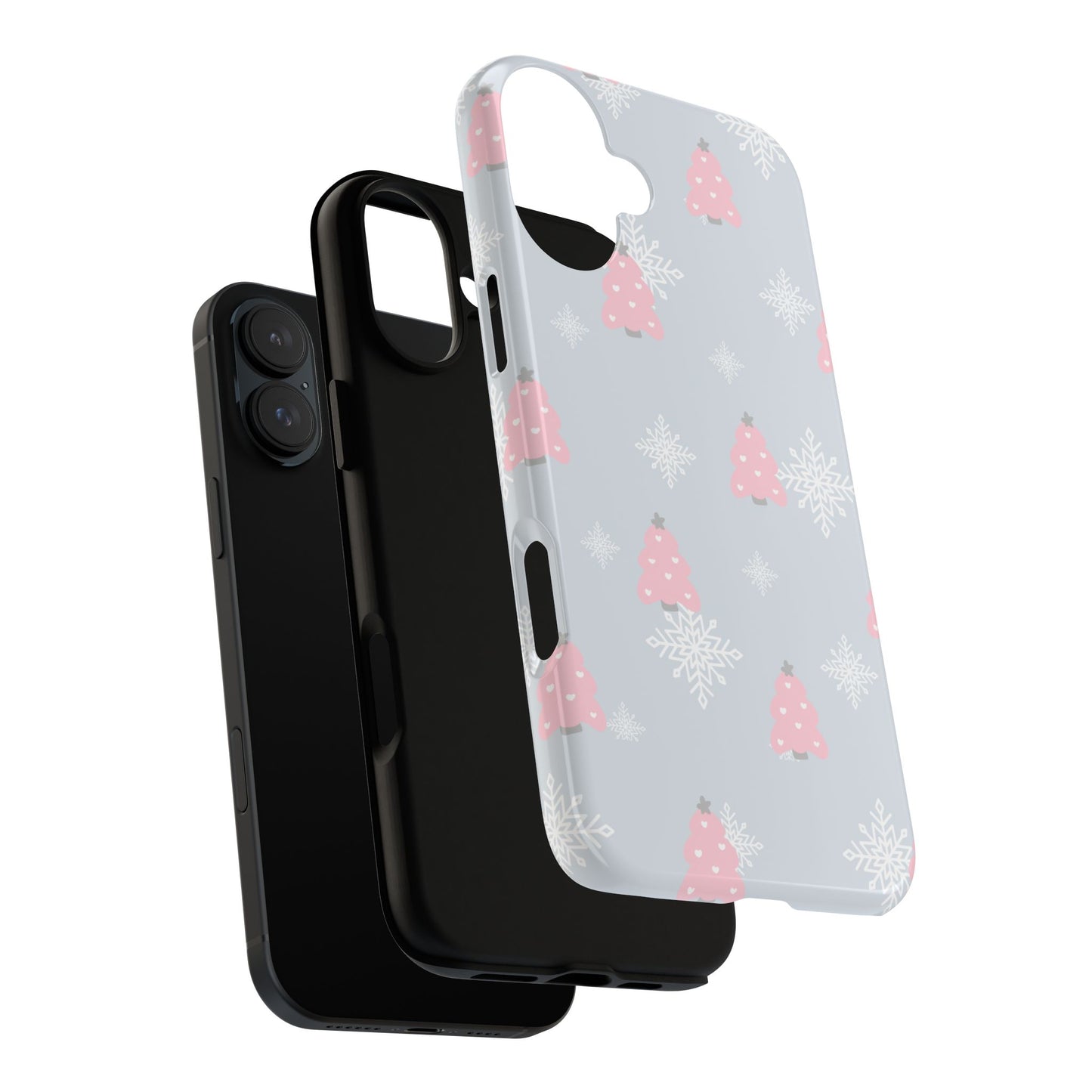 Christmas Pink Tree Tough Phone Case — Cute Holiday Snowflake Design