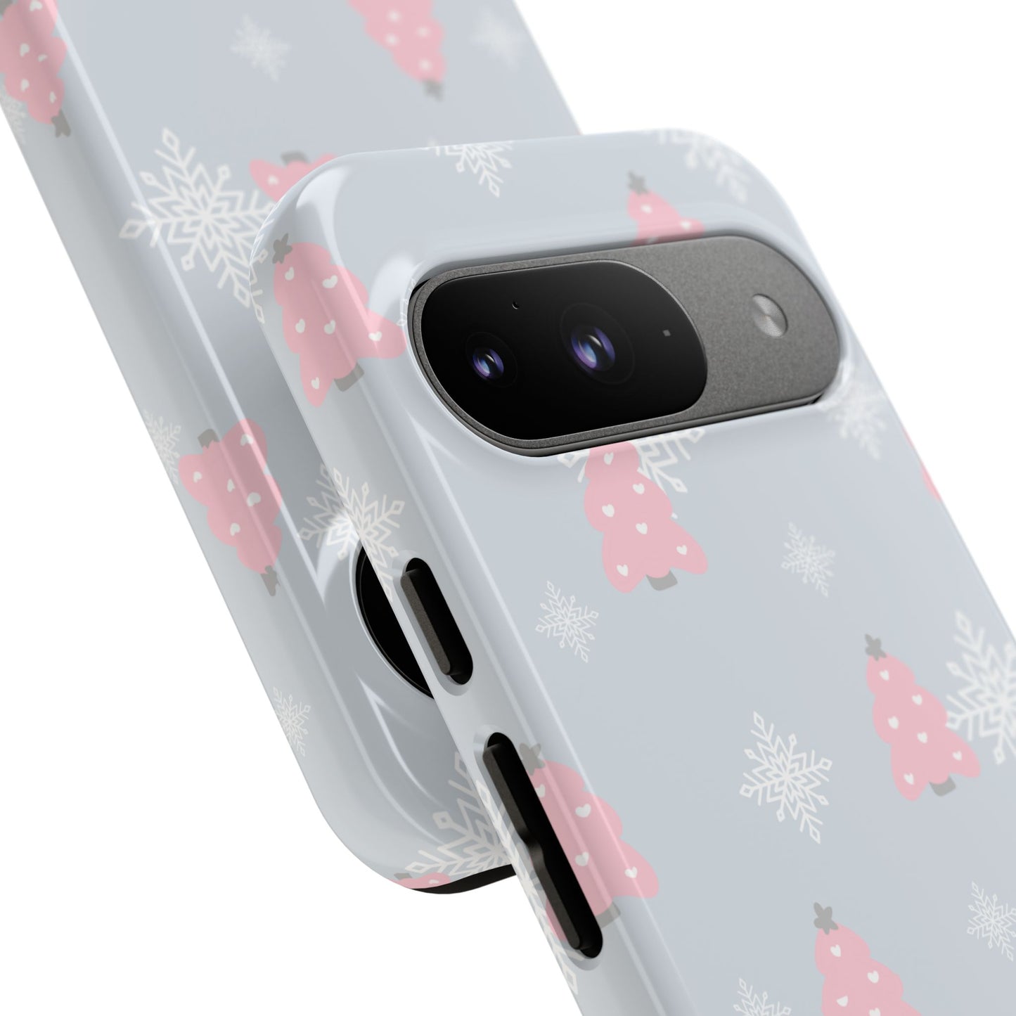 Christmas Pink Tree Tough Phone Case — Cute Holiday Snowflake Design