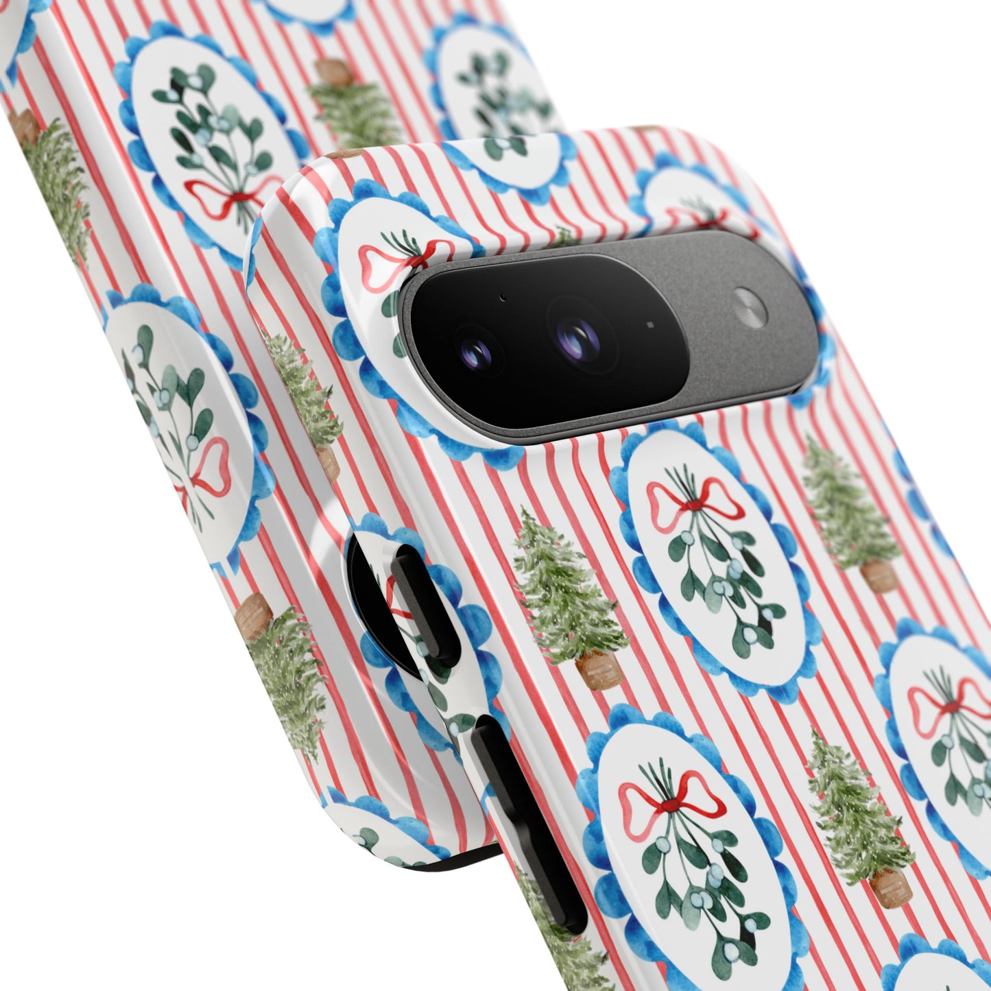 Christmas Wreath & Tree Pattern Phone Case — Festive Holiday Tough Case