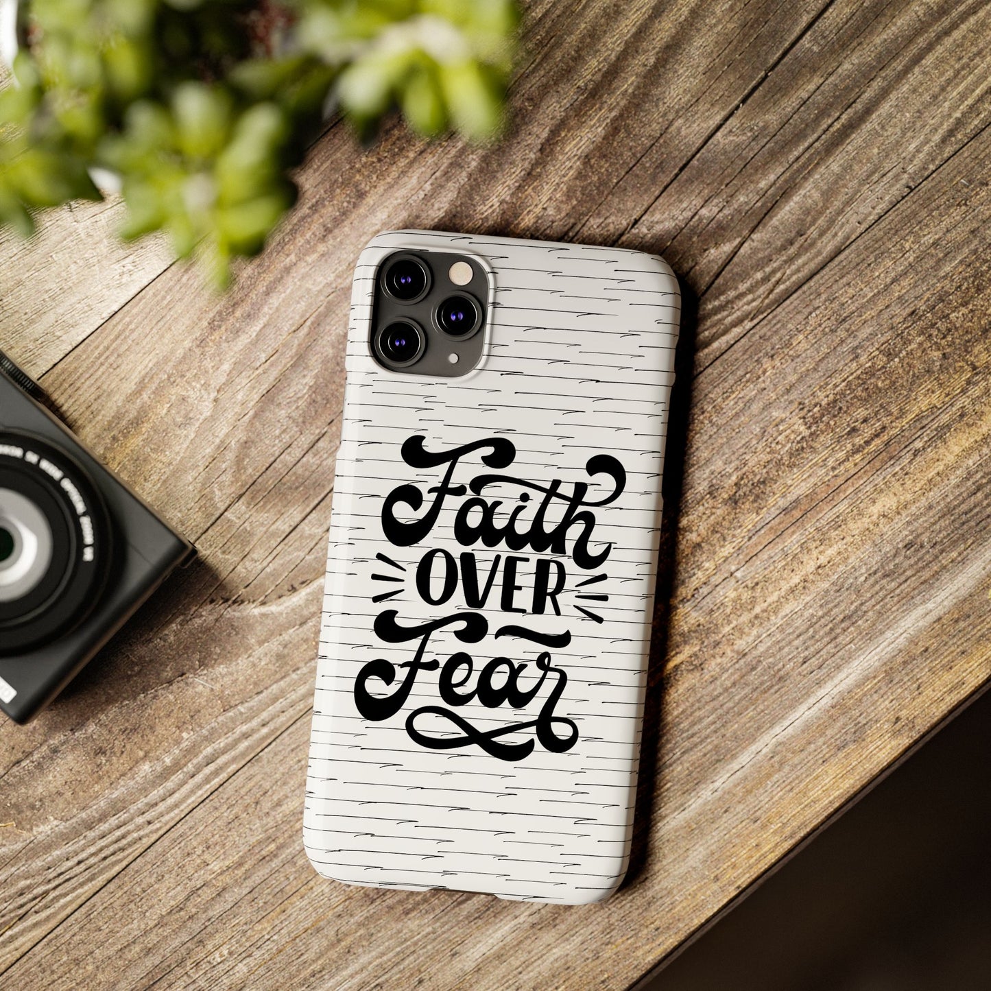 Inspirational Faith Over Fear Phone Case | Slim Case for iPhone & Samsung | Motivational Gift | Modern Design