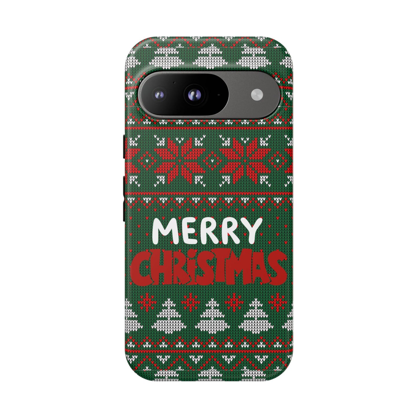 Merry Christmas Phone Case - Festive Green Ugly Sweater Design