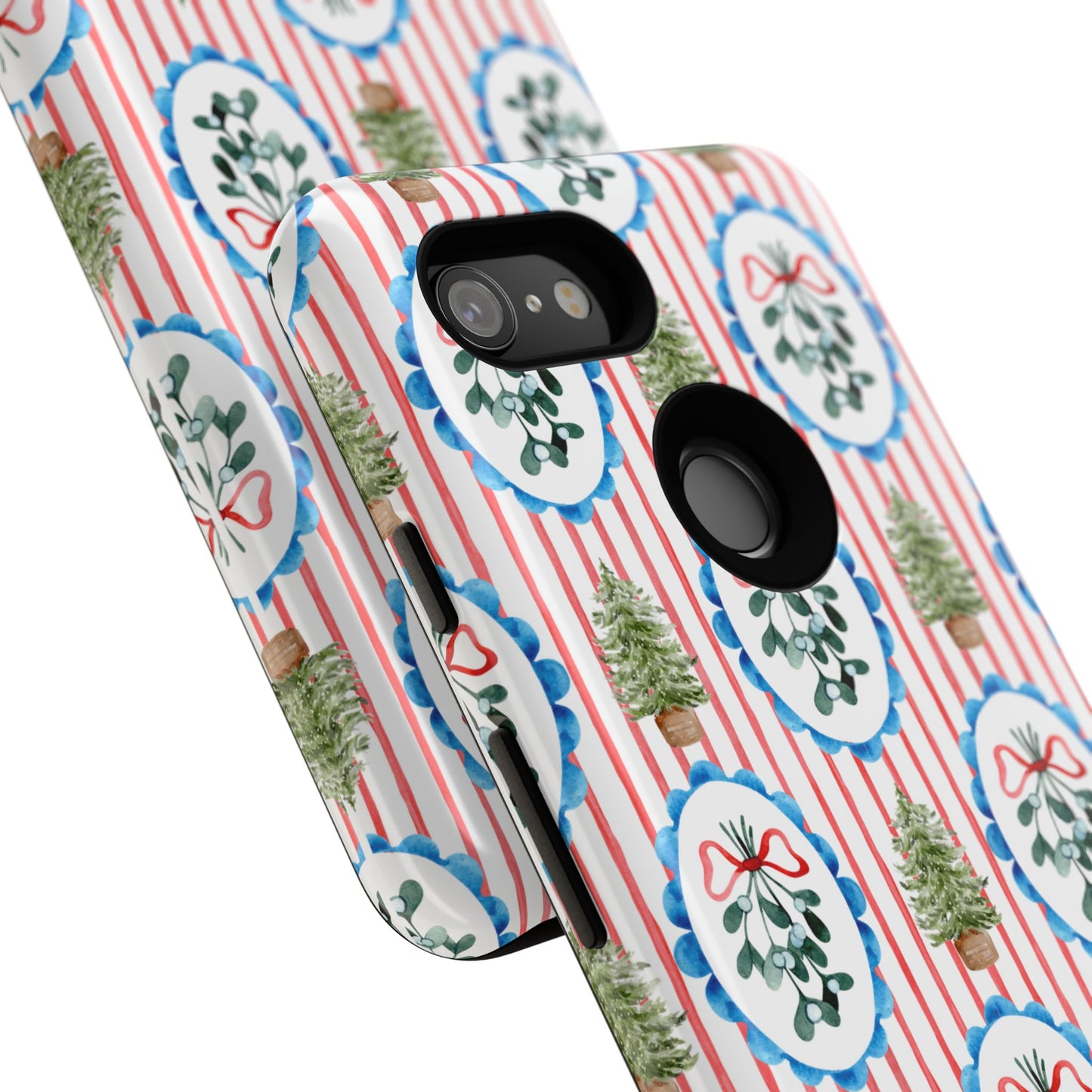 Christmas Wreath & Tree Pattern Phone Case — Festive Holiday Tough Case