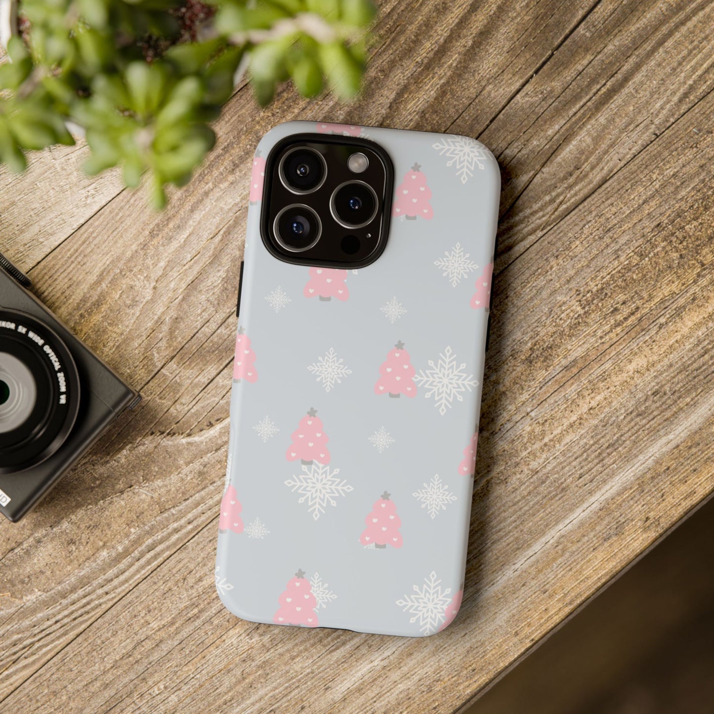 Christmas Pink Tree Tough Phone Case — Cute Holiday Snowflake Design