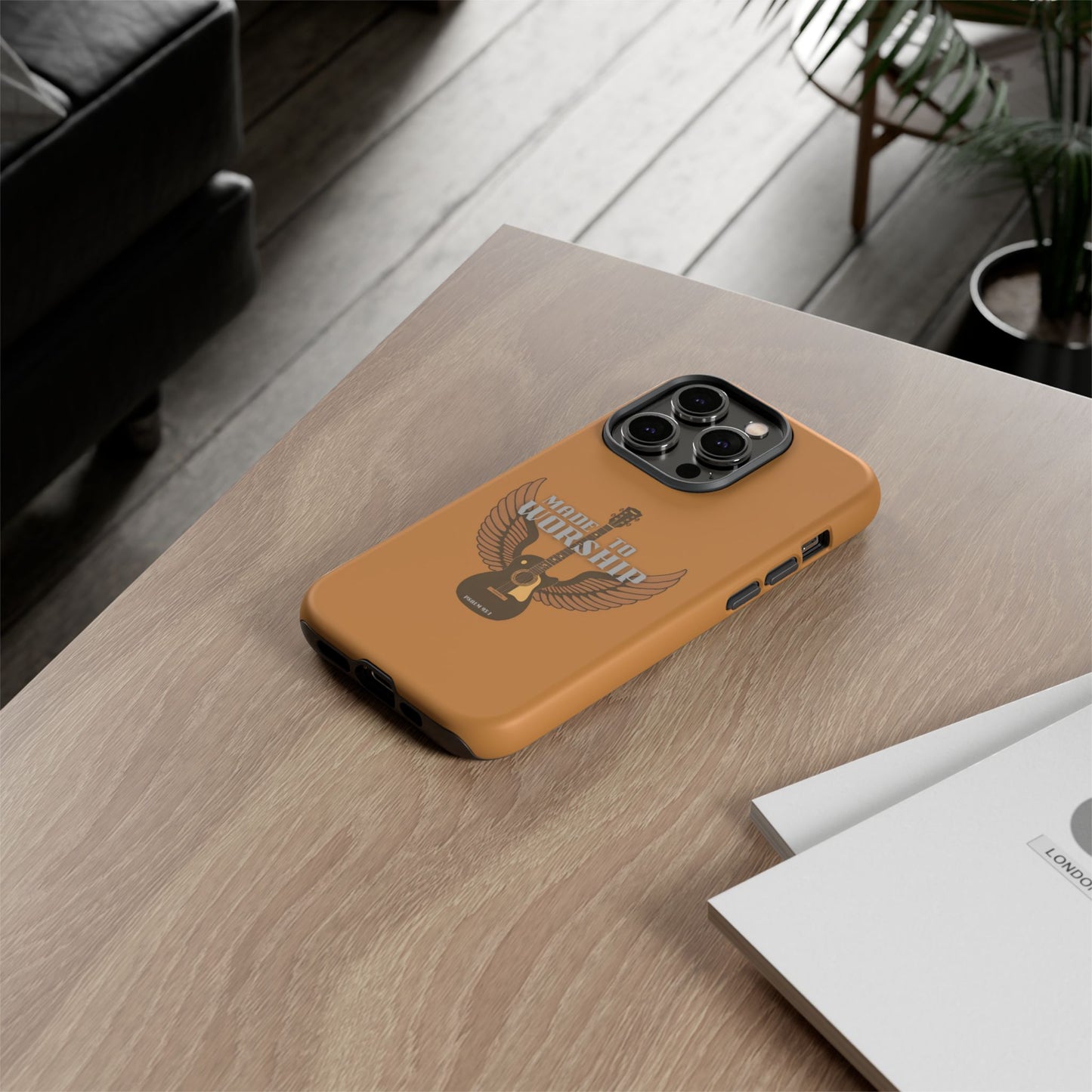 Tough Phone Case — "Made to Worship" Acoustic Guitar Wings Design