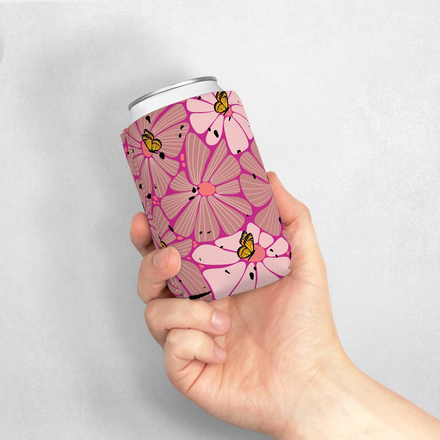 Can Cooler Sleeve - Butterfly Floral Summer Party and BBQ Accessory