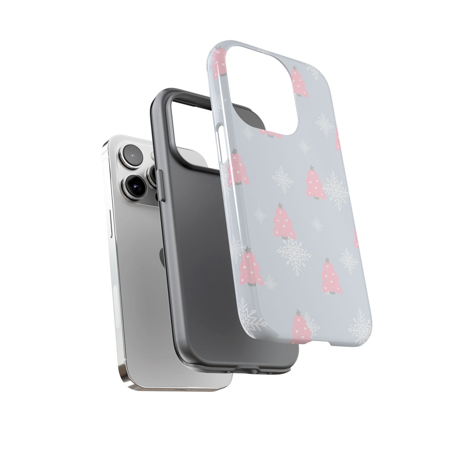 Christmas Pink Tree Tough Phone Case — Cute Holiday Snowflake Design