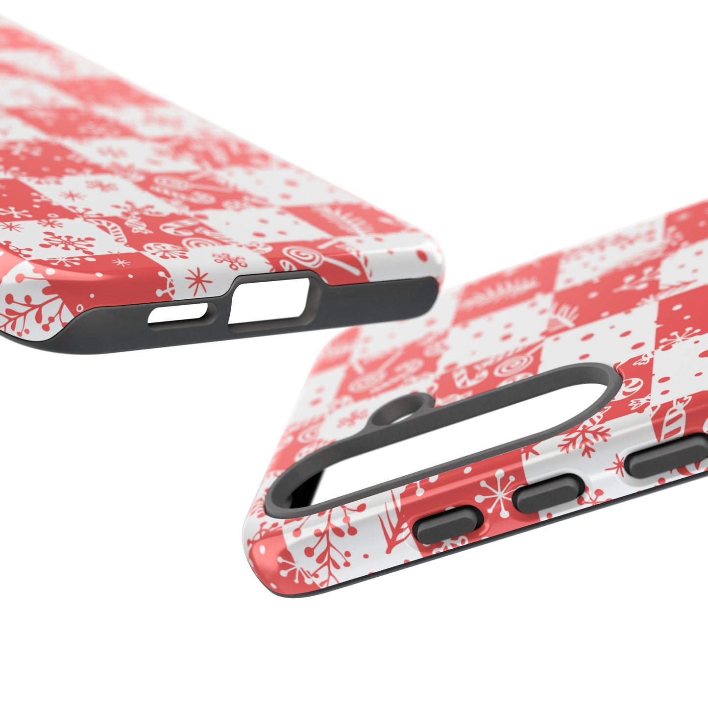 Christmas Red Buffalo Check Phone Case - Holiday Snowflake Pattern Tough Case