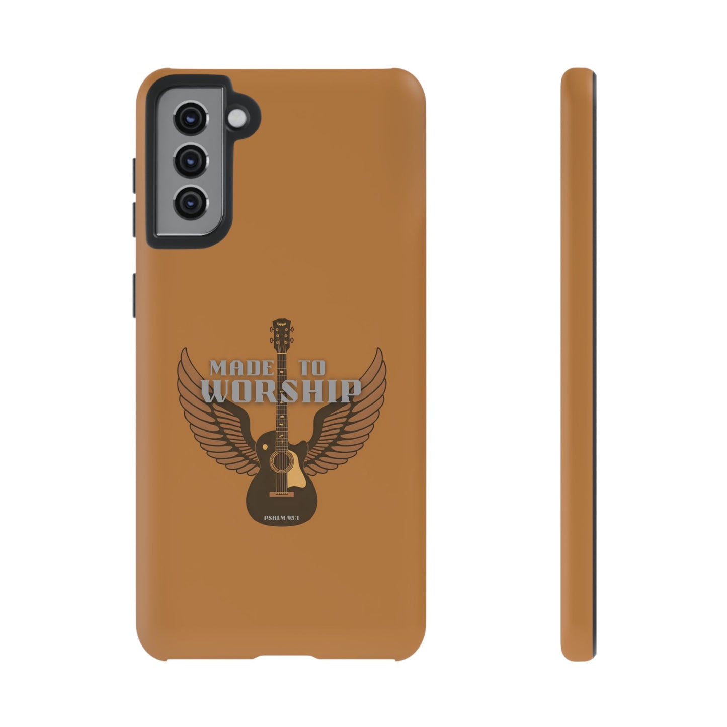 Tough Phone Case — "Made to Worship" Acoustic Guitar Wings Design