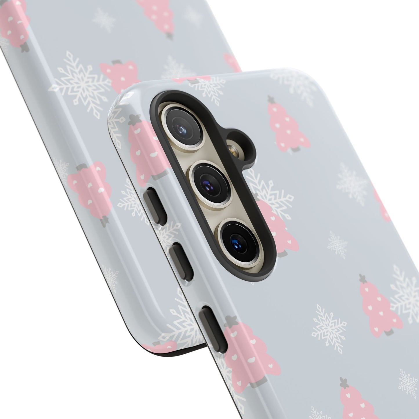 Christmas Pink Tree Tough Phone Case — Cute Holiday Snowflake Design
