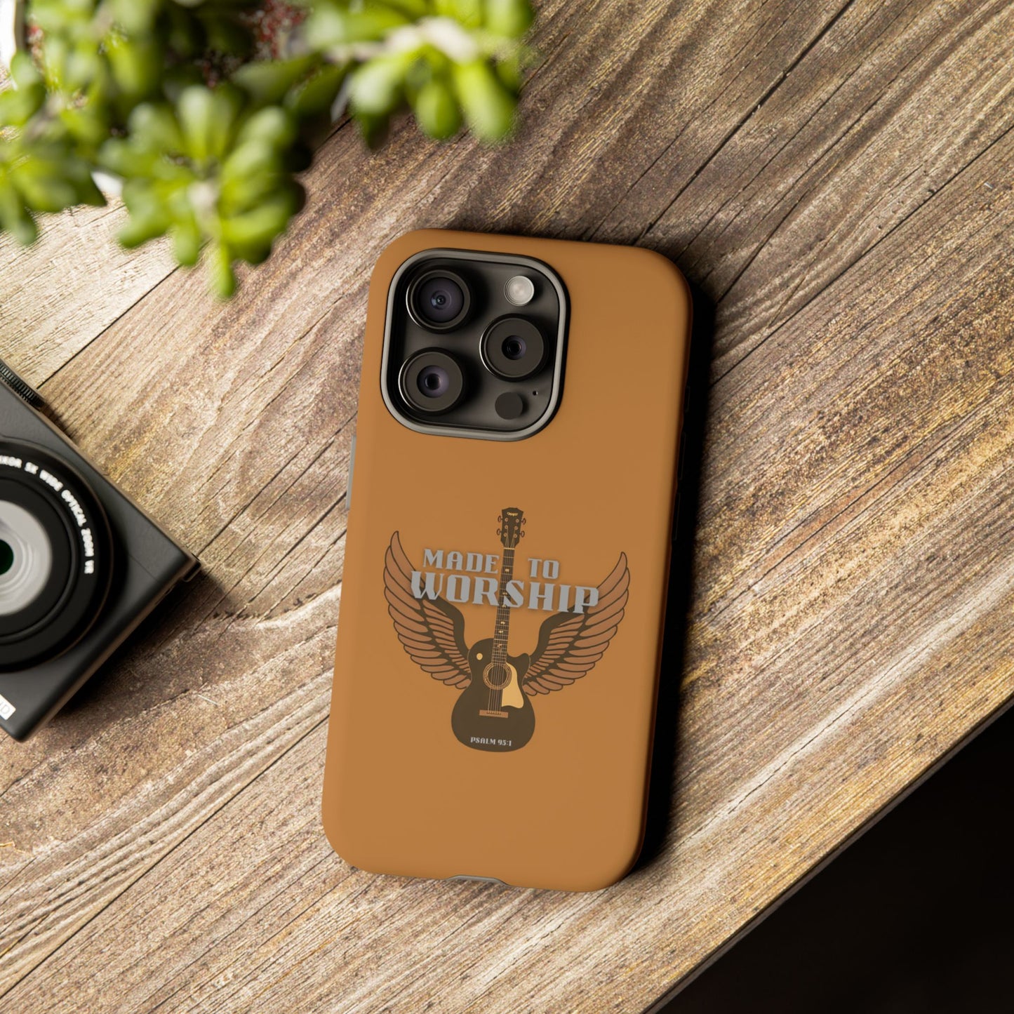 Tough Phone Case — "Made to Worship" Acoustic Guitar Wings Design