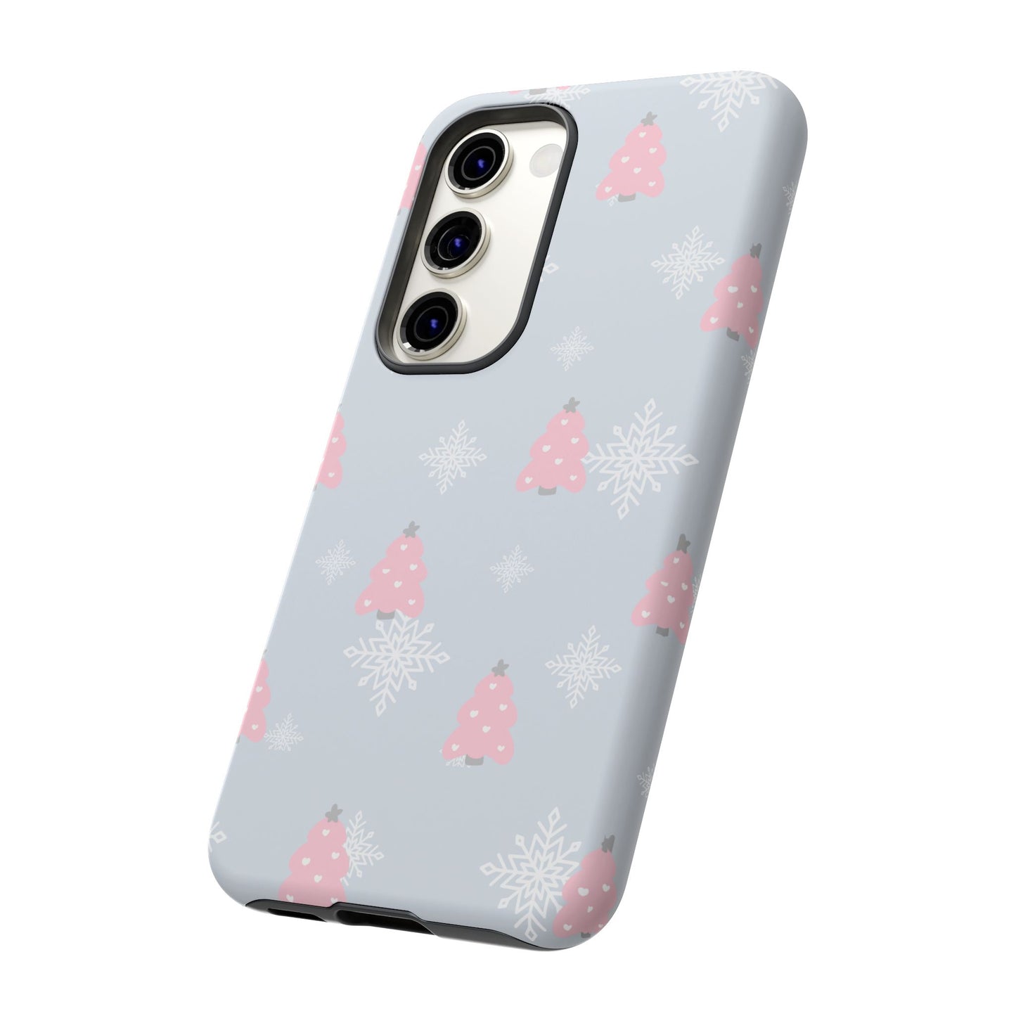Christmas Pink Tree Tough Phone Case — Cute Holiday Snowflake Design