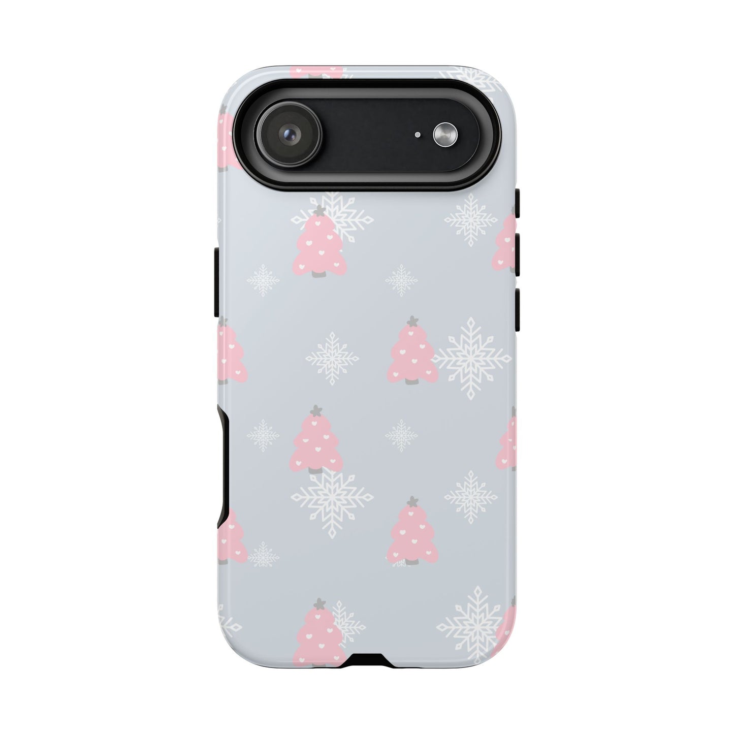 Christmas Pink Tree Tough Phone Case — Cute Holiday Snowflake Design