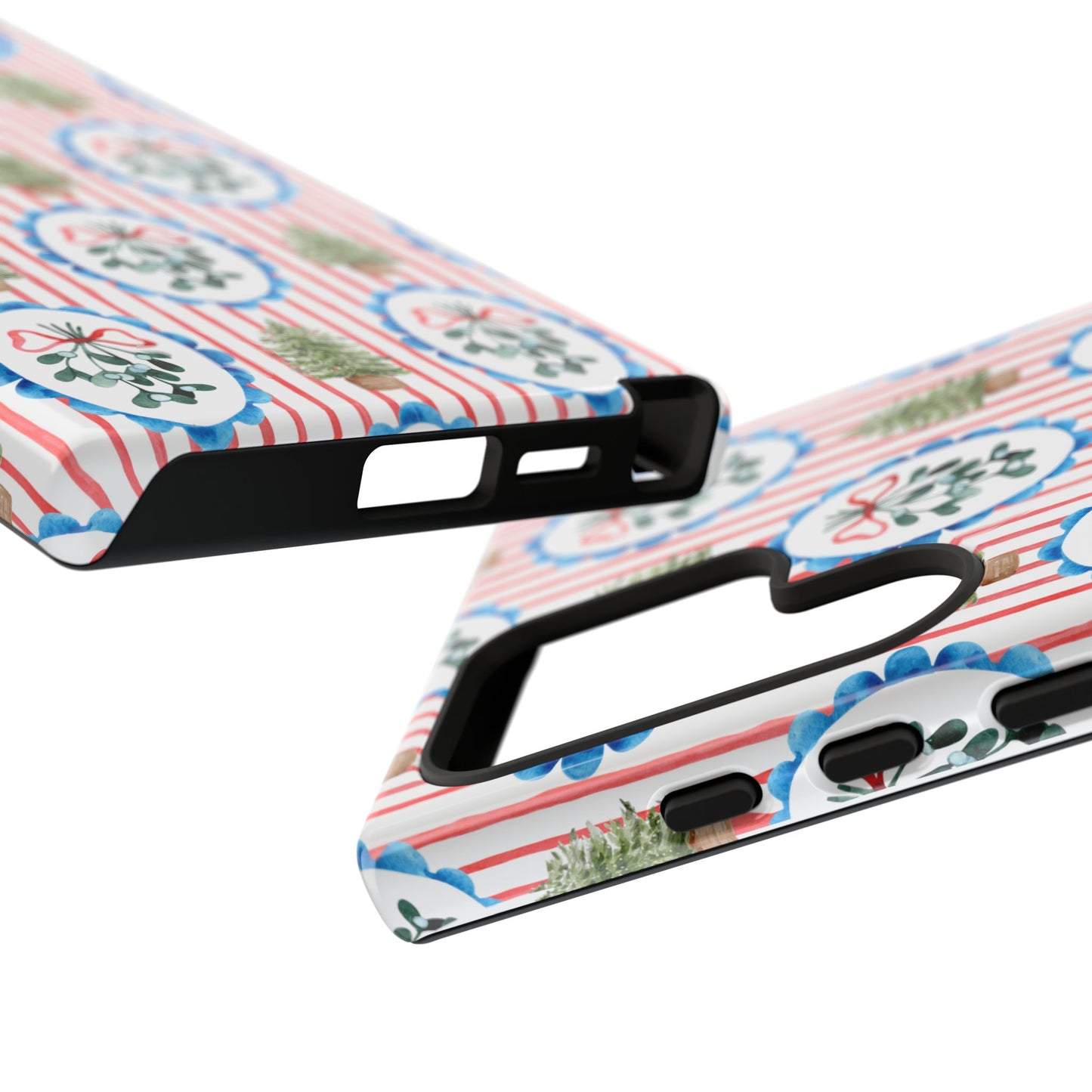 Christmas Wreath & Tree Pattern Phone Case — Festive Holiday Tough Case