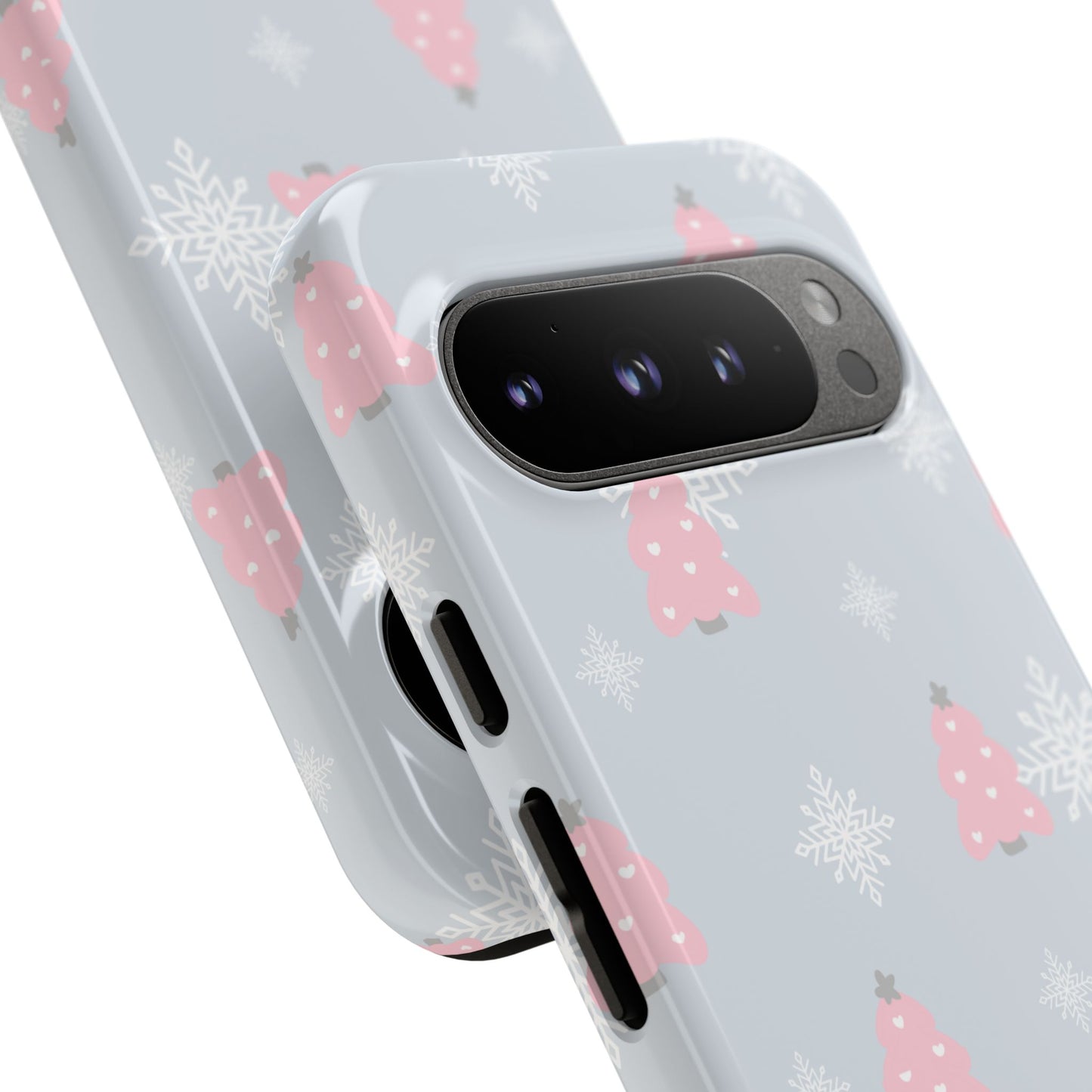 Christmas Pink Tree Tough Phone Case — Cute Holiday Snowflake Design