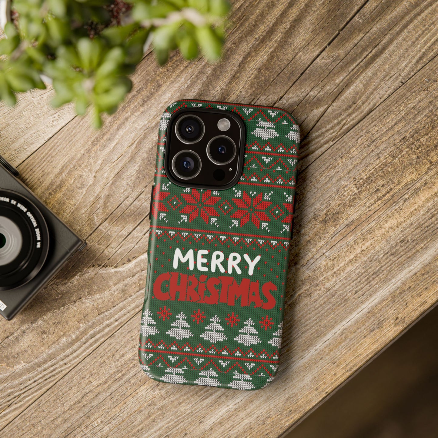 Merry Christmas Phone Case - Festive Green Ugly Sweater Design