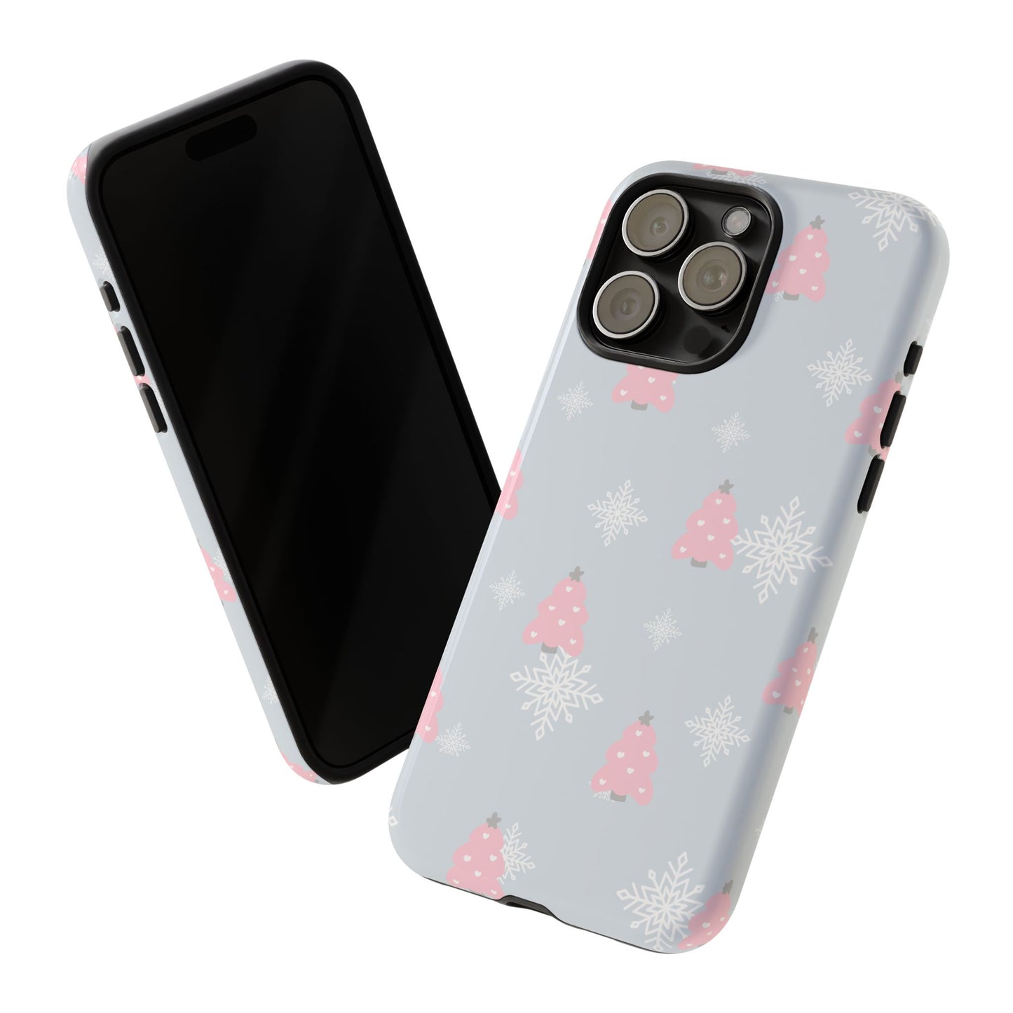 Christmas Pink Tree Tough Phone Case — Cute Holiday Snowflake Design