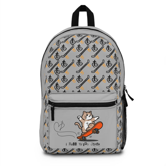 Skateboard Cat Trendy School Bag