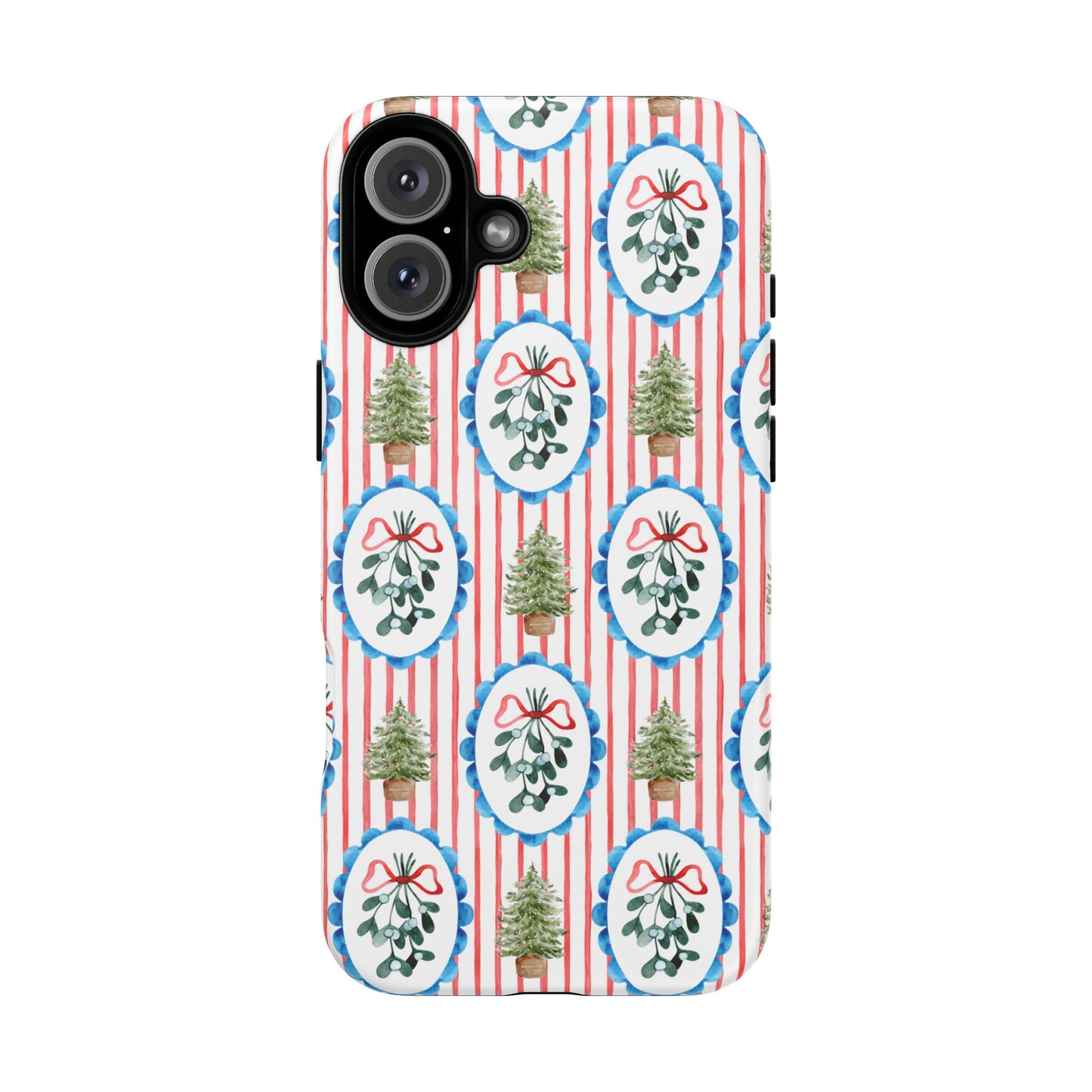 Christmas Wreath & Tree Pattern Phone Case — Festive Holiday Tough Case