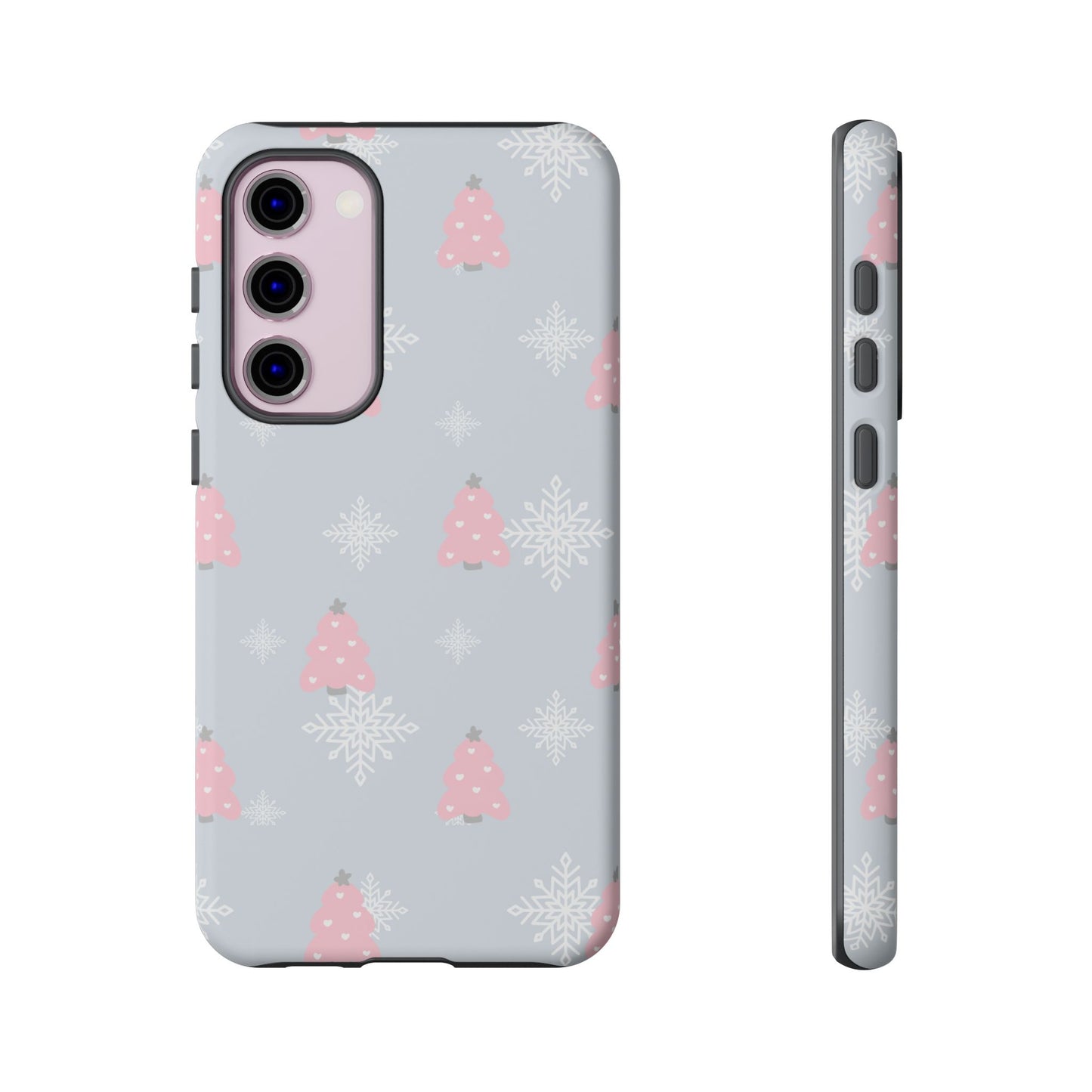 Christmas Pink Tree Tough Phone Case — Cute Holiday Snowflake Design