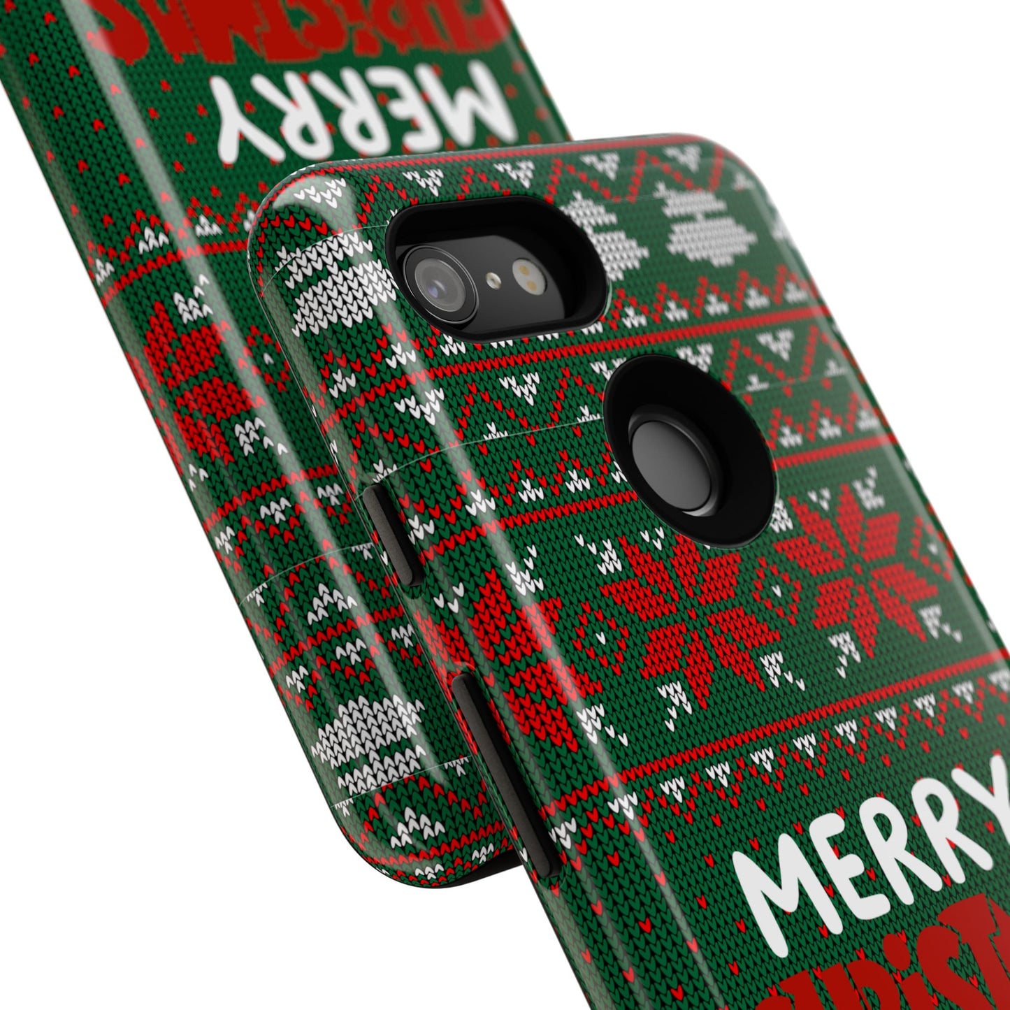 Merry Christmas Phone Case - Festive Green Ugly Sweater Design