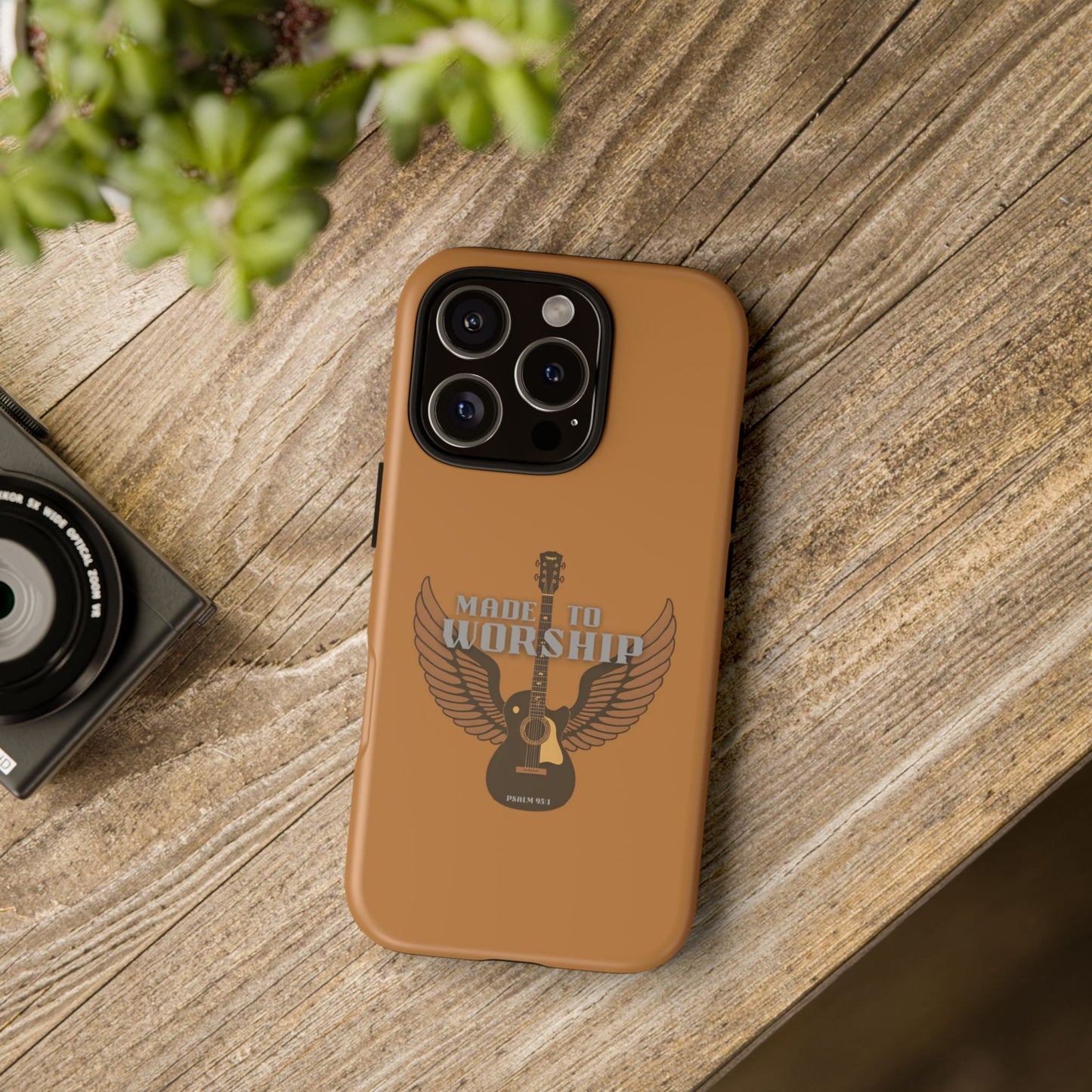 Tough Phone Case — "Made to Worship" Acoustic Guitar Wings Design