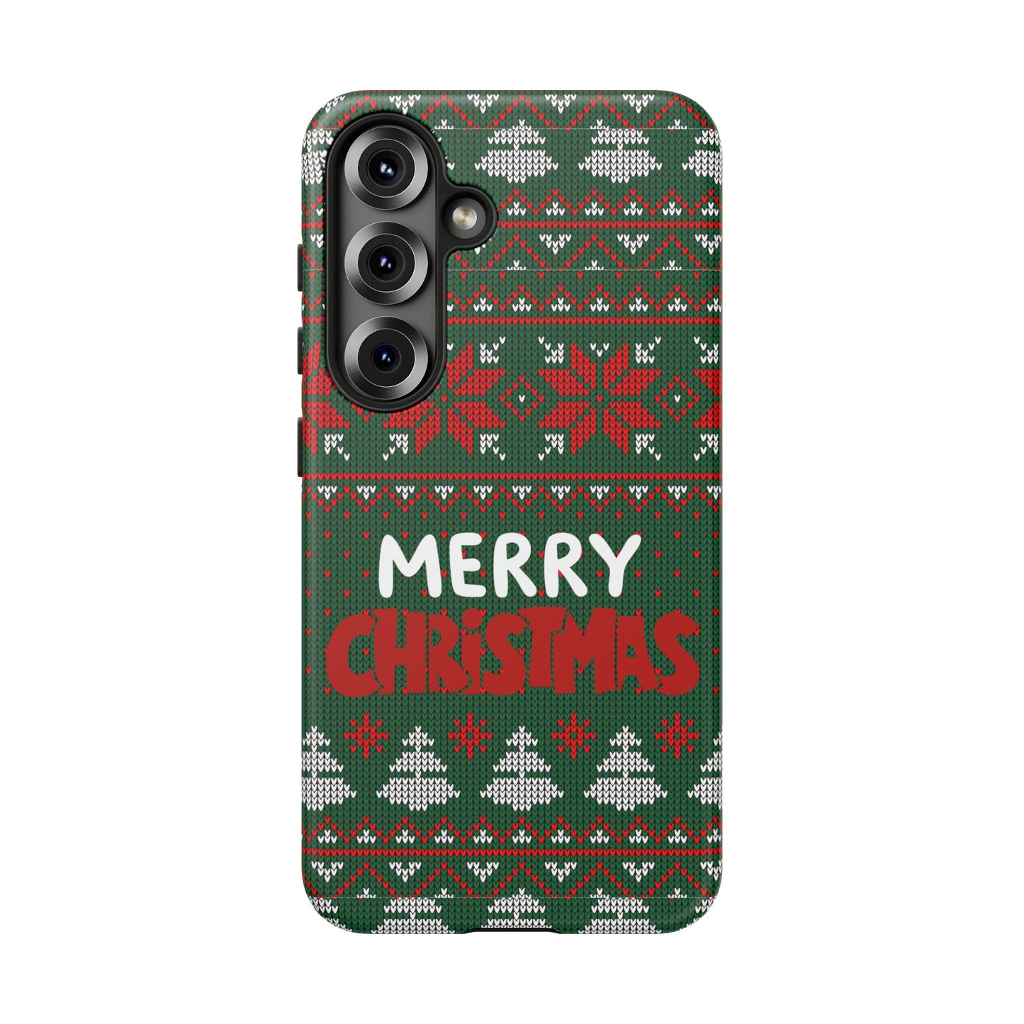 Merry Christmas Phone Case - Festive Green Ugly Sweater Design