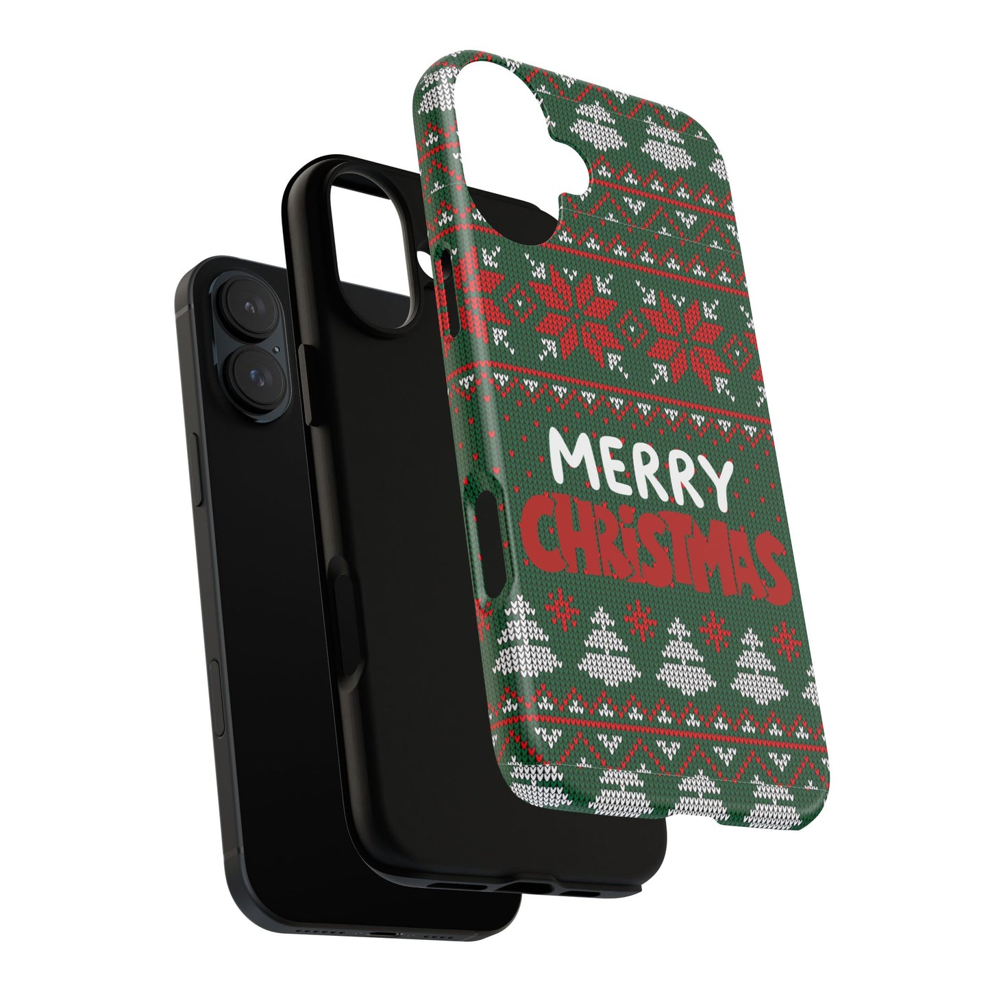 Merry Christmas Phone Case - Festive Green Ugly Sweater Design