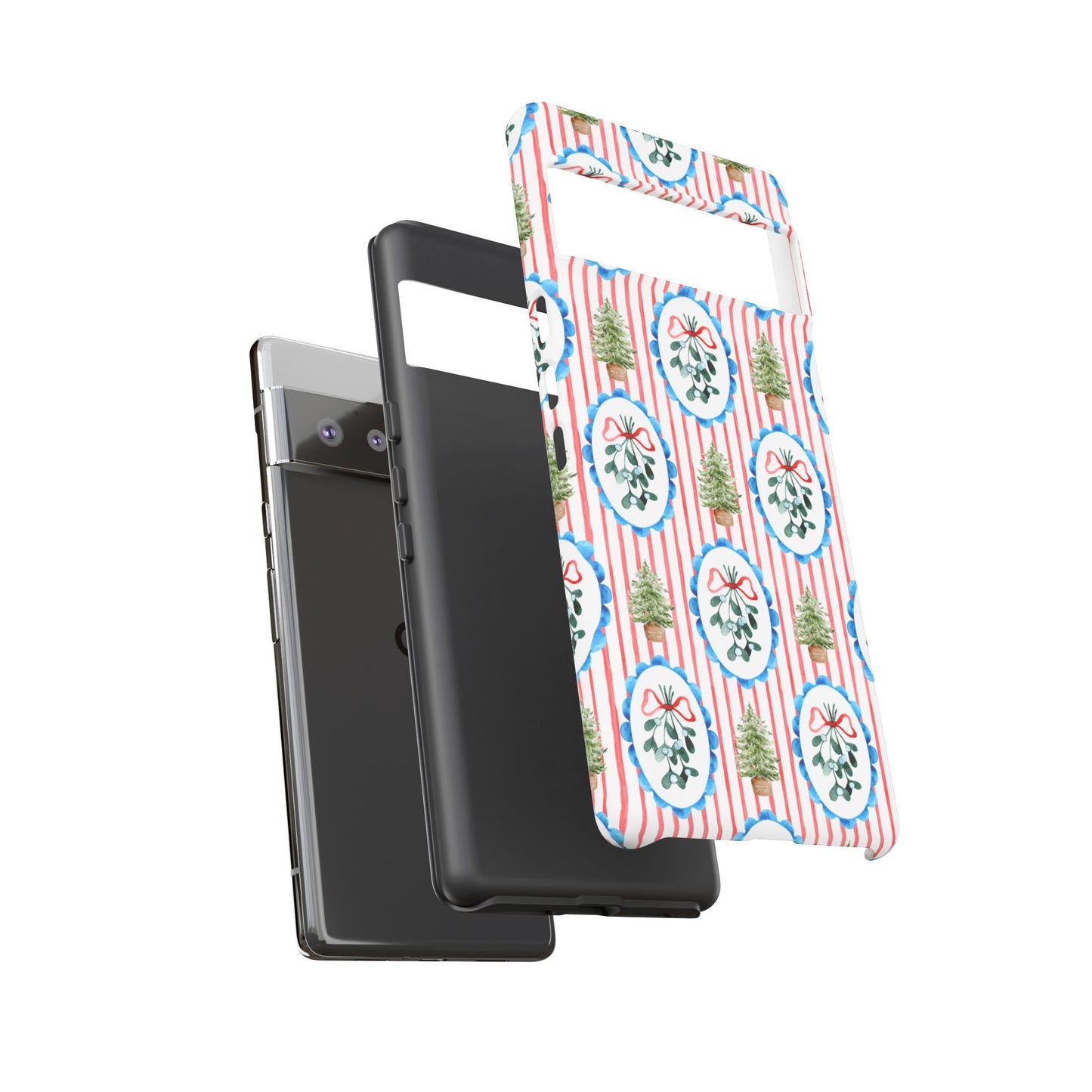 Christmas Wreath & Tree Pattern Phone Case — Festive Holiday Tough Case