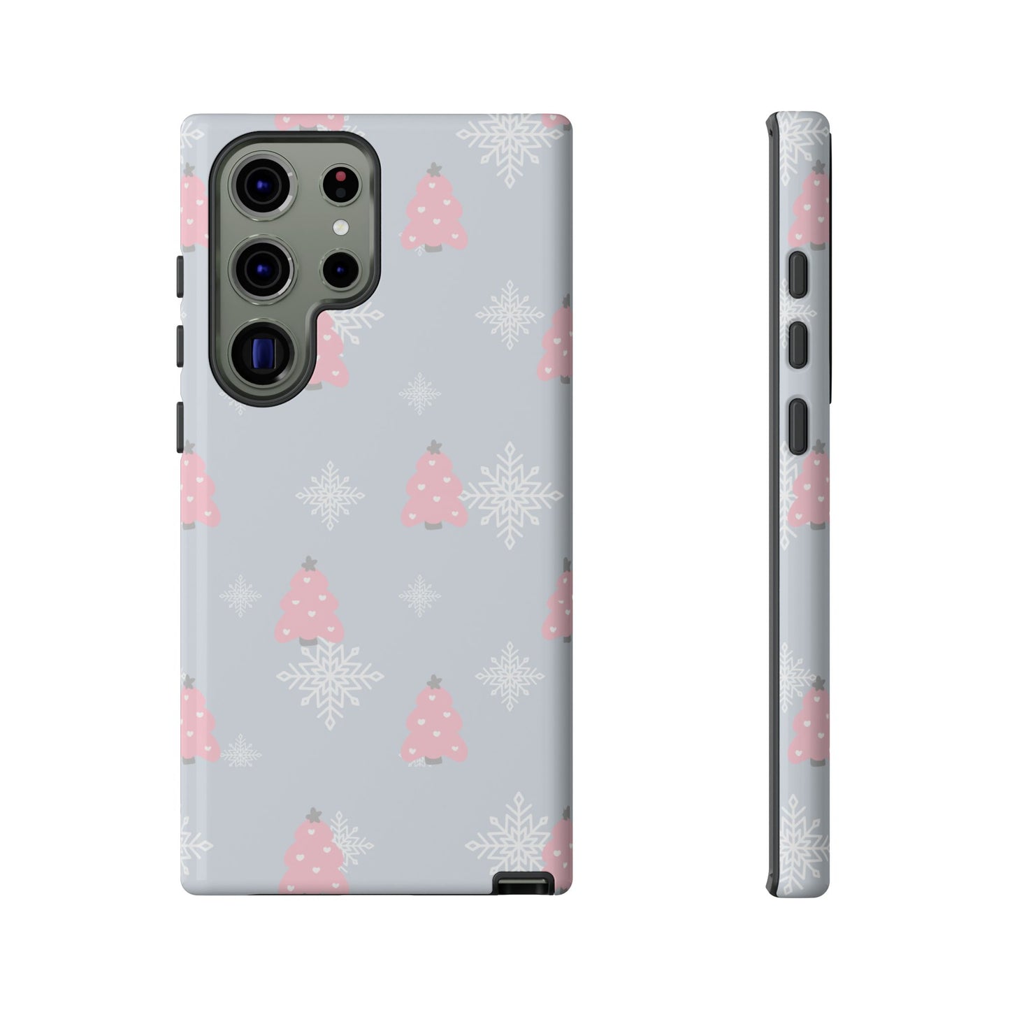 Christmas Pink Tree Tough Phone Case — Cute Holiday Snowflake Design